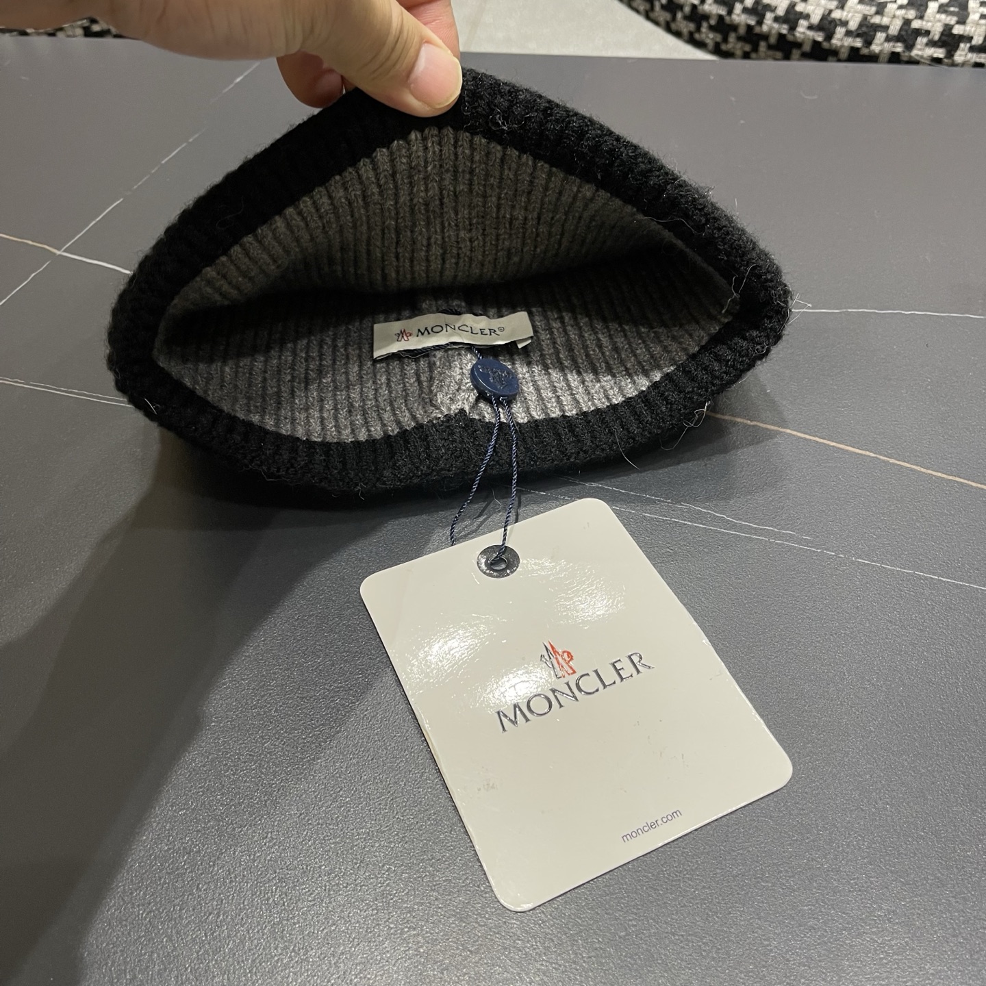 MONCLER（蒙口） 2026新款韩版拼色毛线帽女时尚百搭男女套头帽保暖针织帽子女冷帽