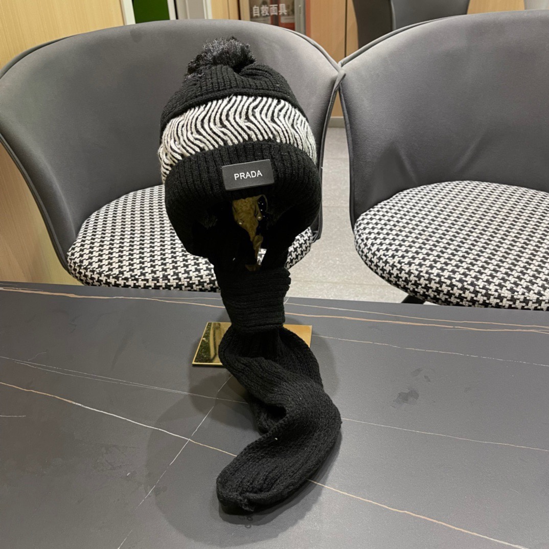 NO:689771,Prada new scarf integrated plush bucket hat for women autumn and winter hat winter knitted hat hat bucket hat baseball cap knitted hat, hat, prada, prada, espadrilles, hats19860909普拉达Prada 新款围巾一体毛绒渔夫帽女秋冬帽子冬款针织帽帽子渔夫帽棒球帽针织帽,帽子,prada,prada,espadrilles,hats,hat