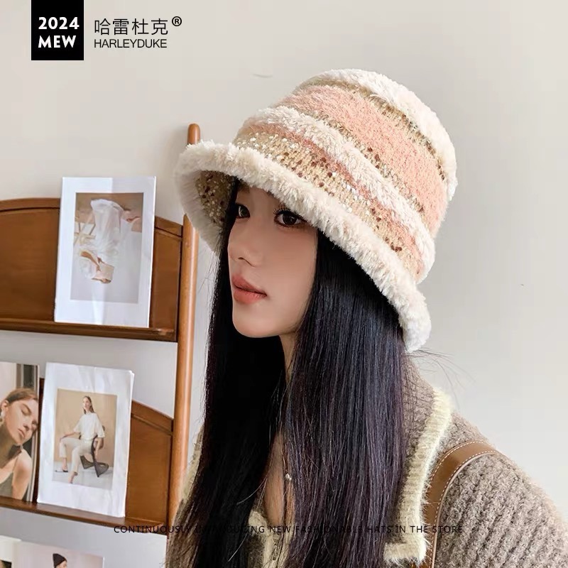 NO:689769,MONCLER (muzzle) autumn and winter gradient knitted hat for women, Korean style high-end color-blocked plush bucket hat, outdoor warm woolen basin hat, fisherman hat, baseball cap, knitted hat, hat, Moncler, espadrilles, hats19860909MONCLER（蒙口） 秋冬渐变针织帽子女韩版高级感拼色毛绒水桶帽 户外保暖毛线盆帽帽子渔夫帽棒球帽针织帽,帽子,Moncler,espadrilles,hats,hat