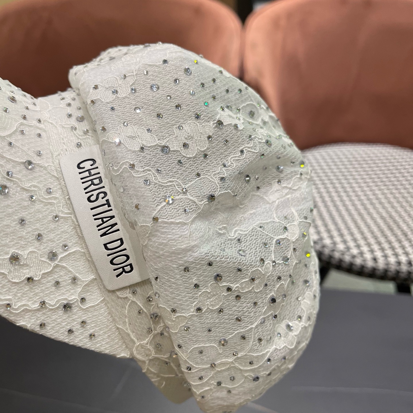 迪奥Dior 韩版重工水钻蕾丝八角帽子女春夏时尚百搭画家帽显脸小黑色鸭舌帽