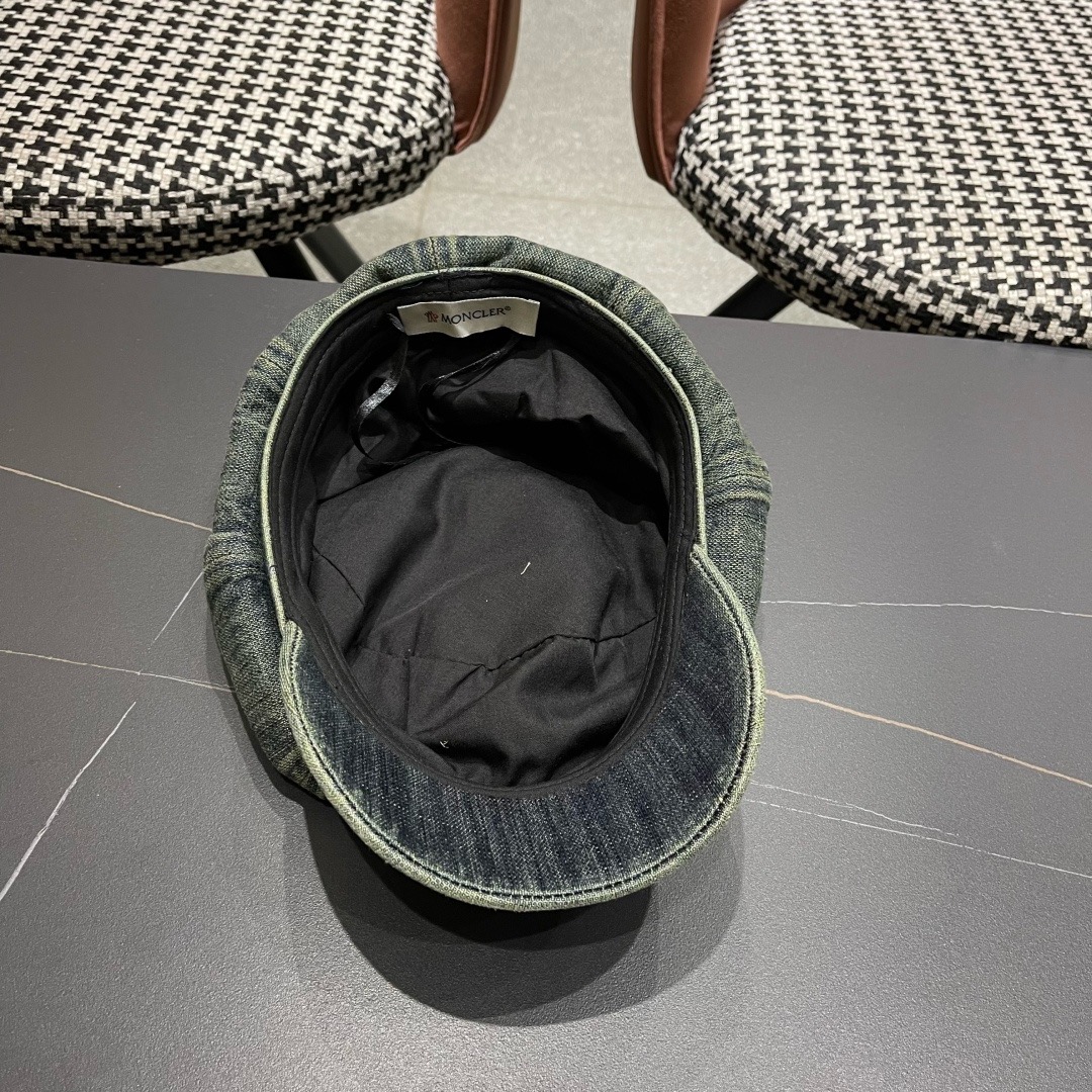 蒙口 2025新款韩版复古水洗牛仔贝雷帽女英伦风八角帽春夏时尚画家帽显脸小