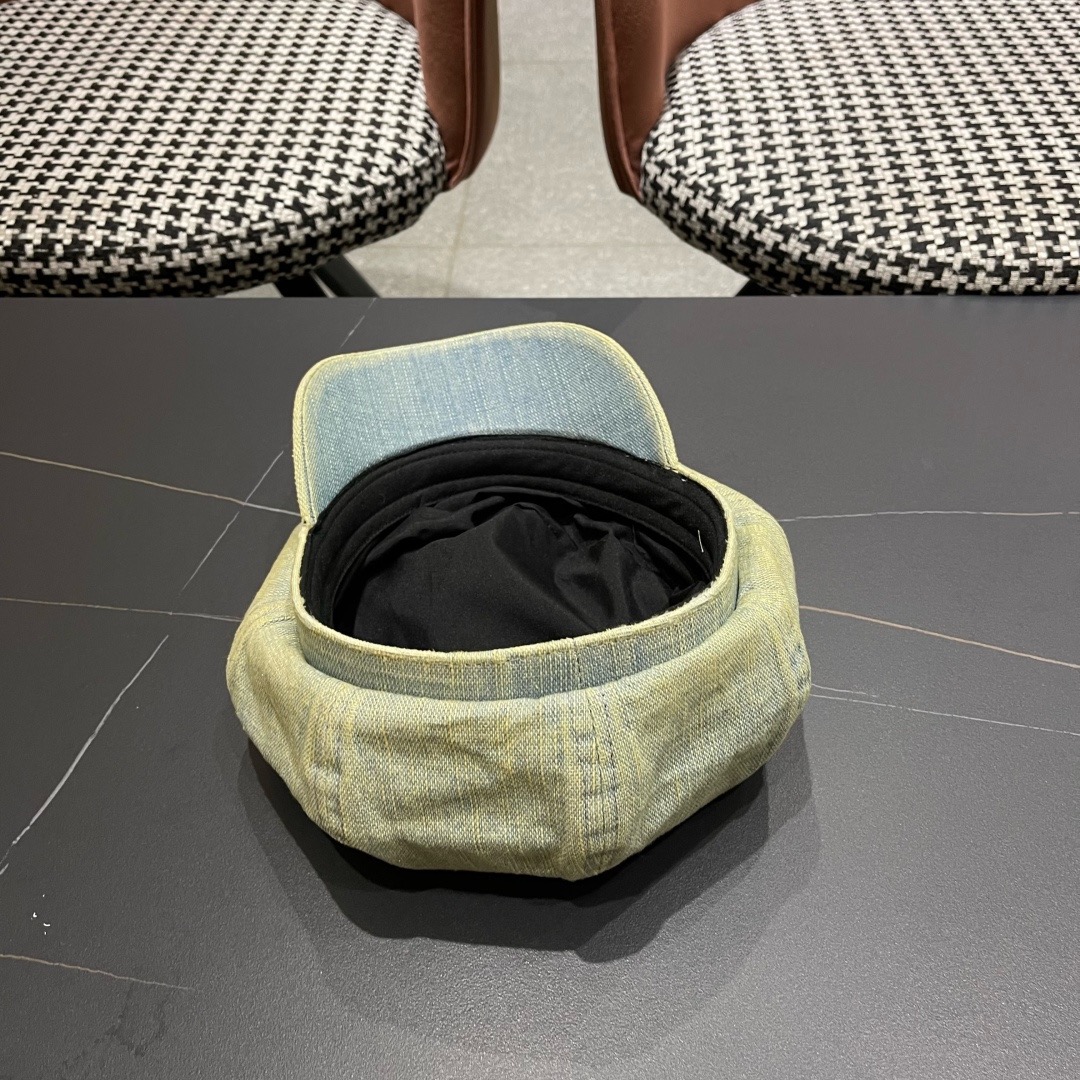 蒙口 2025新款韩版复古水洗牛仔贝雷帽女英伦风八角帽春夏时尚画家帽显脸小