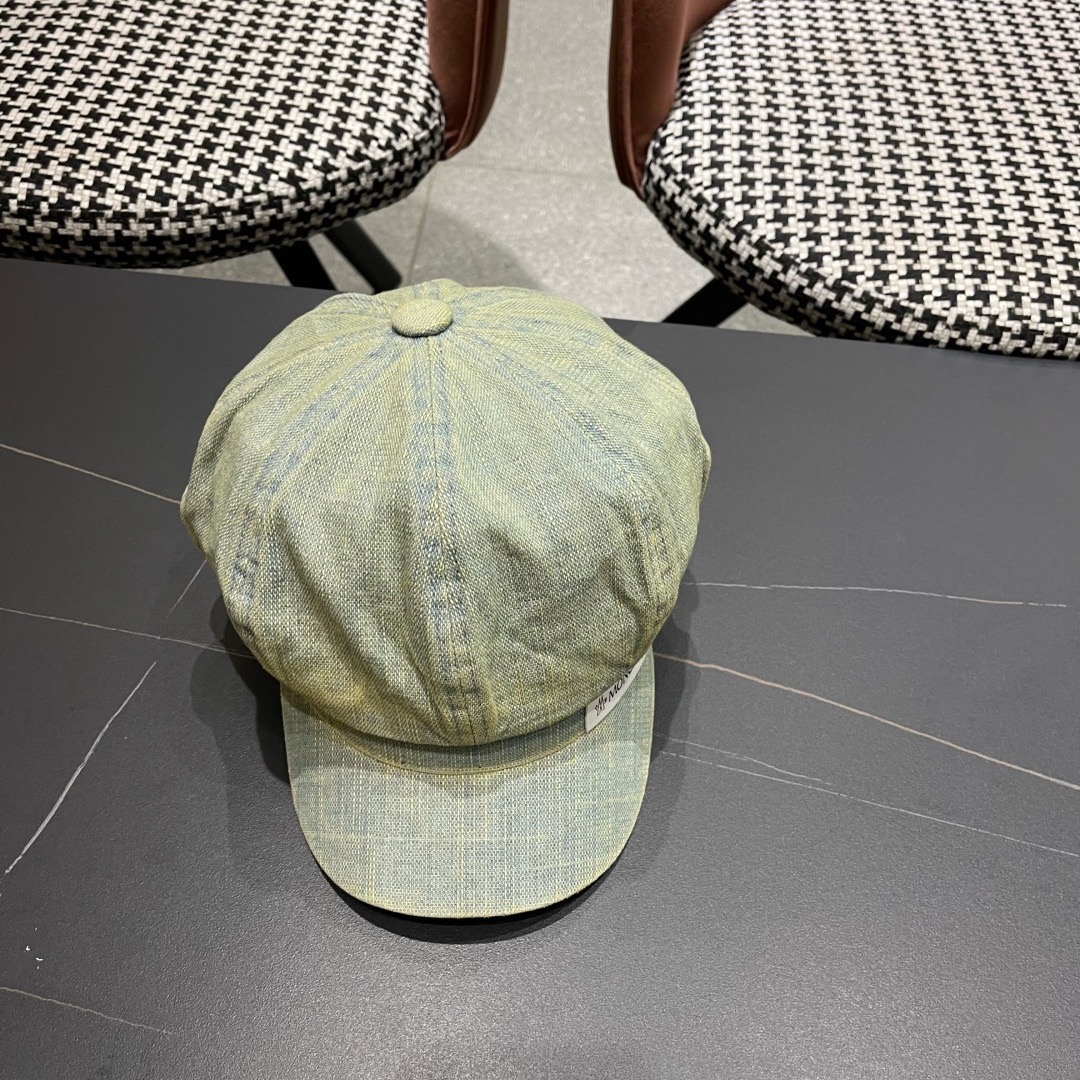 蒙口 2025新款韩版复古水洗牛仔贝雷帽女英伦风八角帽春夏时尚画家帽显脸小