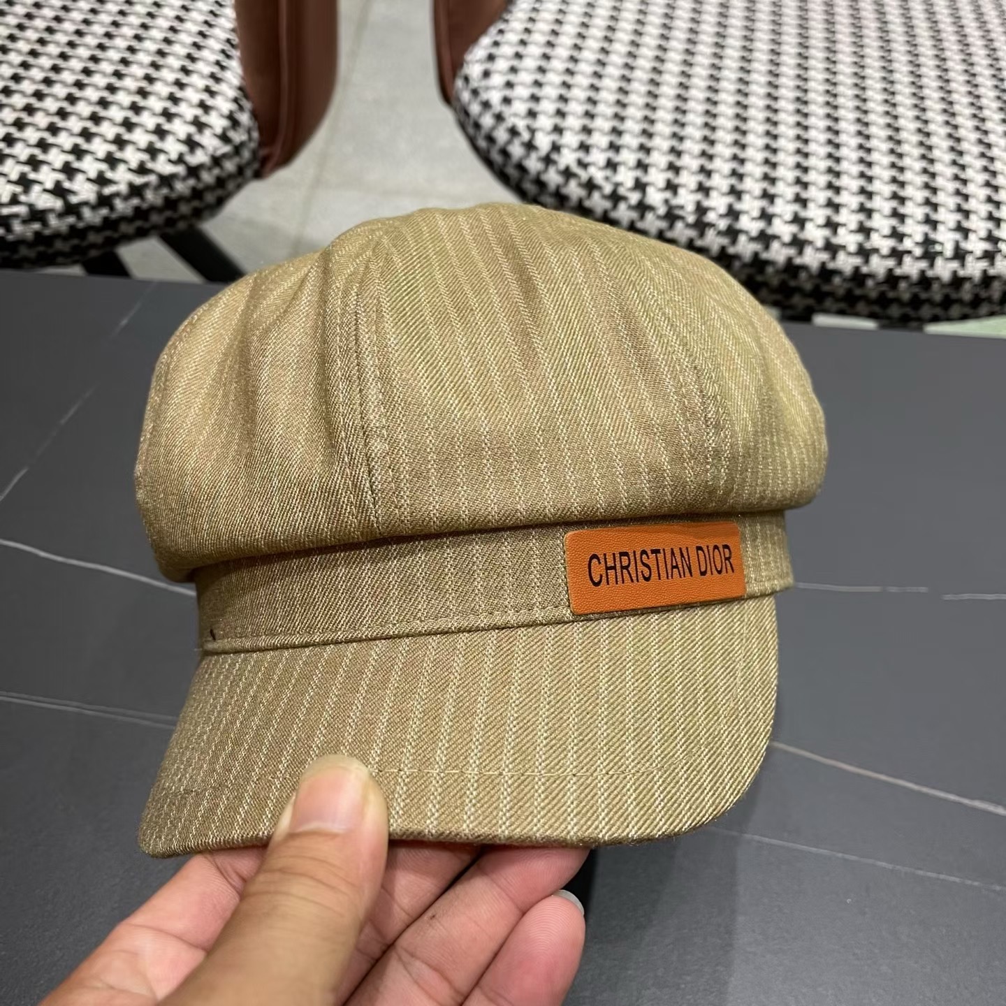 迪奥 Dior2025年新款八角帽子女春秋季薄款英伦风报童帽条纹画家帽潮