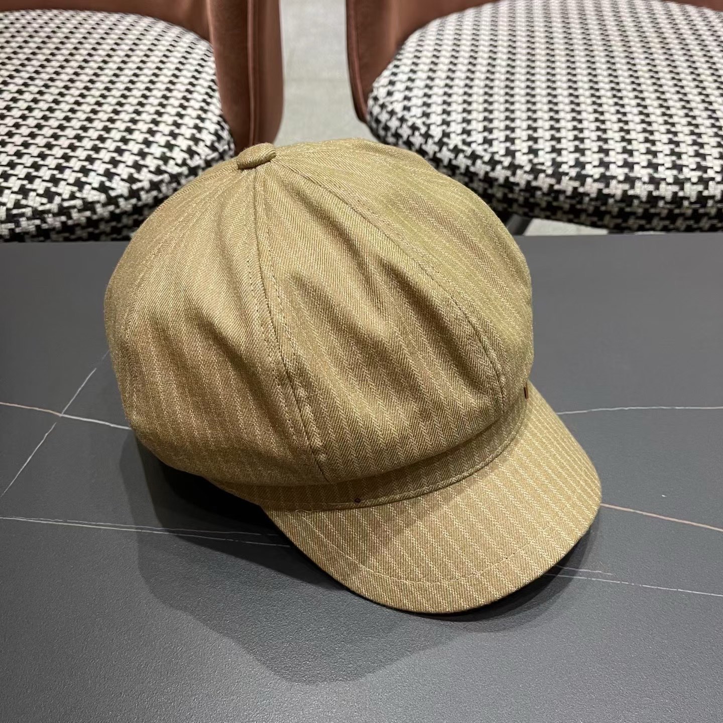 迪奥 Dior2025年新款八角帽子女春秋季薄款英伦风报童帽条纹画家帽潮