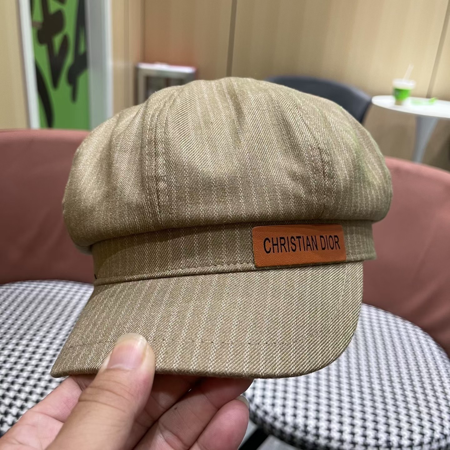 迪奥 Dior2025年新款八角帽子女春秋季薄款英伦风报童帽条纹画家帽潮