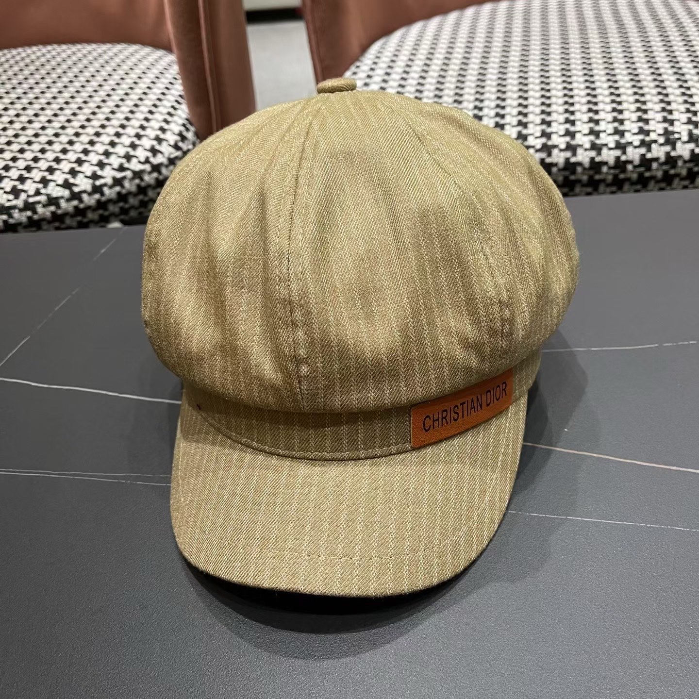 迪奥 Dior2025年新款八角帽子女春秋季薄款英伦风报童帽条纹画家帽潮