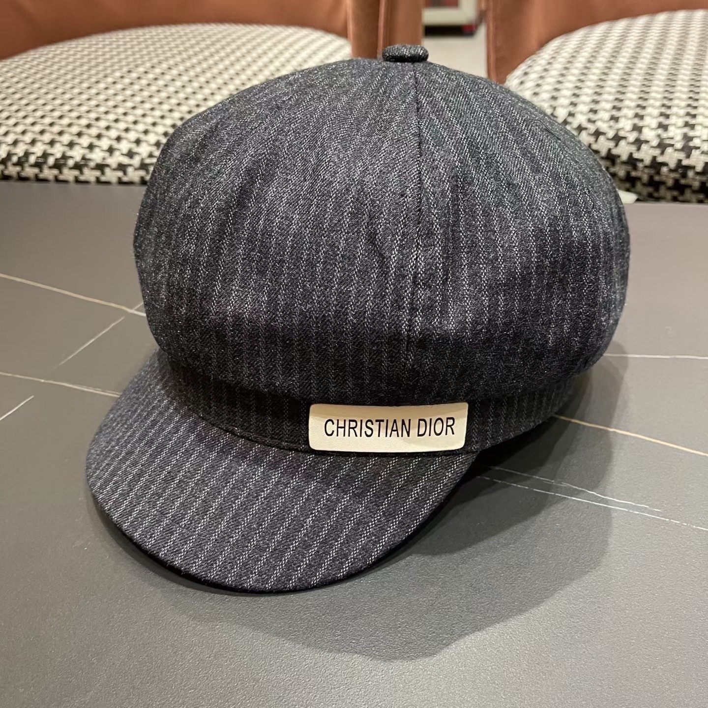 迪奥 Dior2025年新款八角帽子女春秋季薄款英伦风报童帽条纹画家帽潮