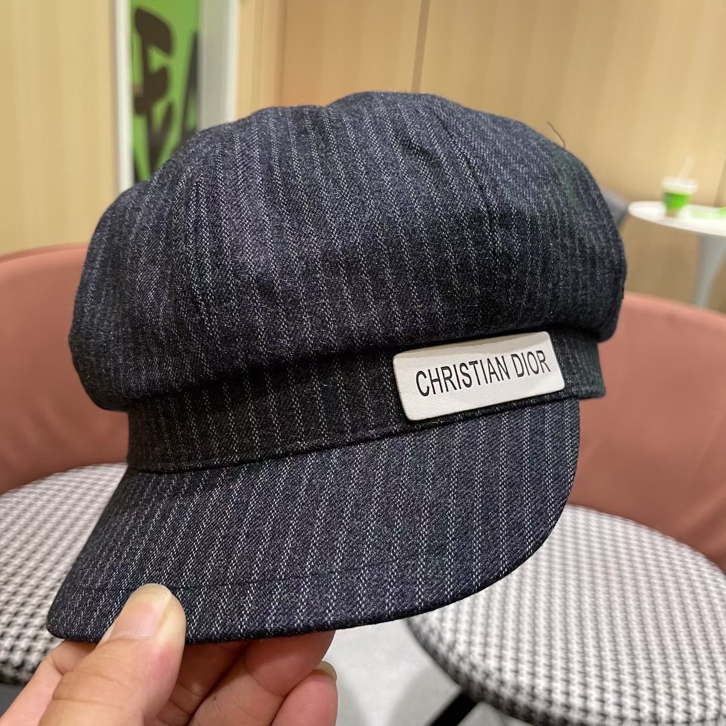 迪奥 Dior2025年新款八角帽子女春秋季薄款英伦风报童帽条纹画家帽潮