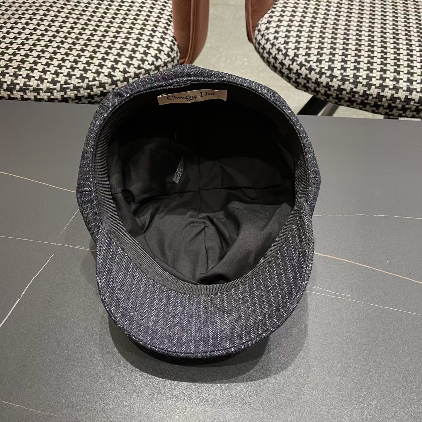 迪奥 Dior2025年新款八角帽子女春秋季薄款英伦风报童帽条纹画家帽潮