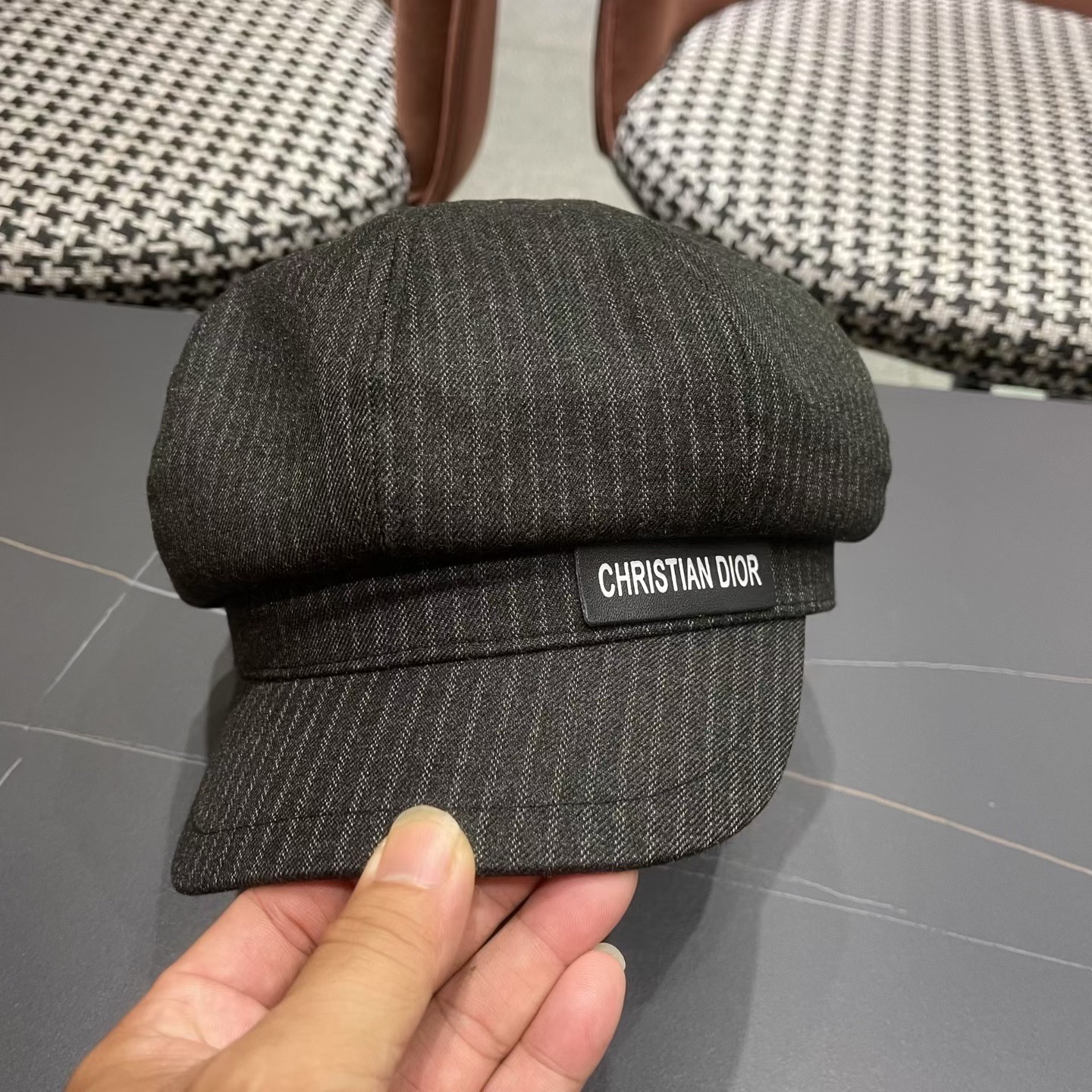 迪奥 Dior2025年新款八角帽子女春秋季薄款英伦风报童帽条纹画家帽潮