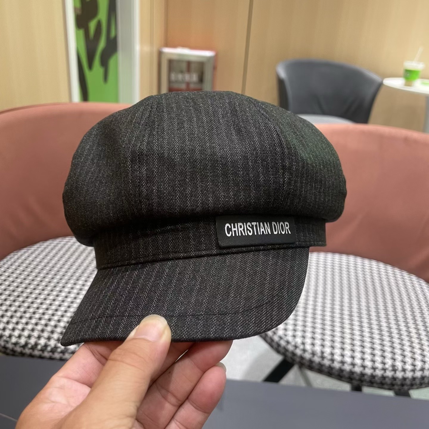 迪奥 Dior2025年新款八角帽子女春秋季薄款英伦风报童帽条纹画家帽潮