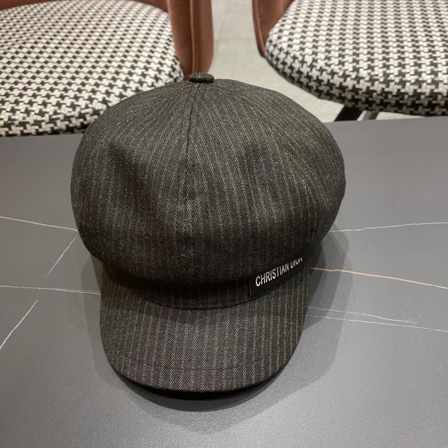 迪奥 Dior2025年新款八角帽子女春秋季薄款英伦风报童帽条纹画家帽潮