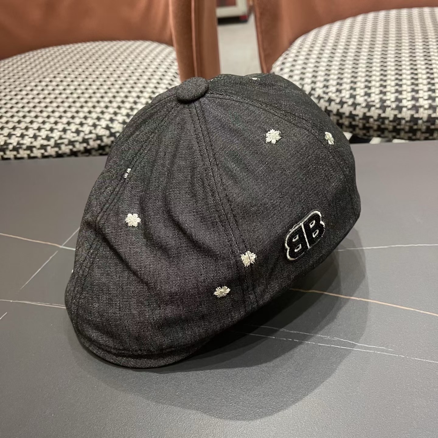 巴黎世家 新款韩版牛仔前进帽贝雷帽女春秋时尚百搭薄款画家帽八角蓓蕾帽子