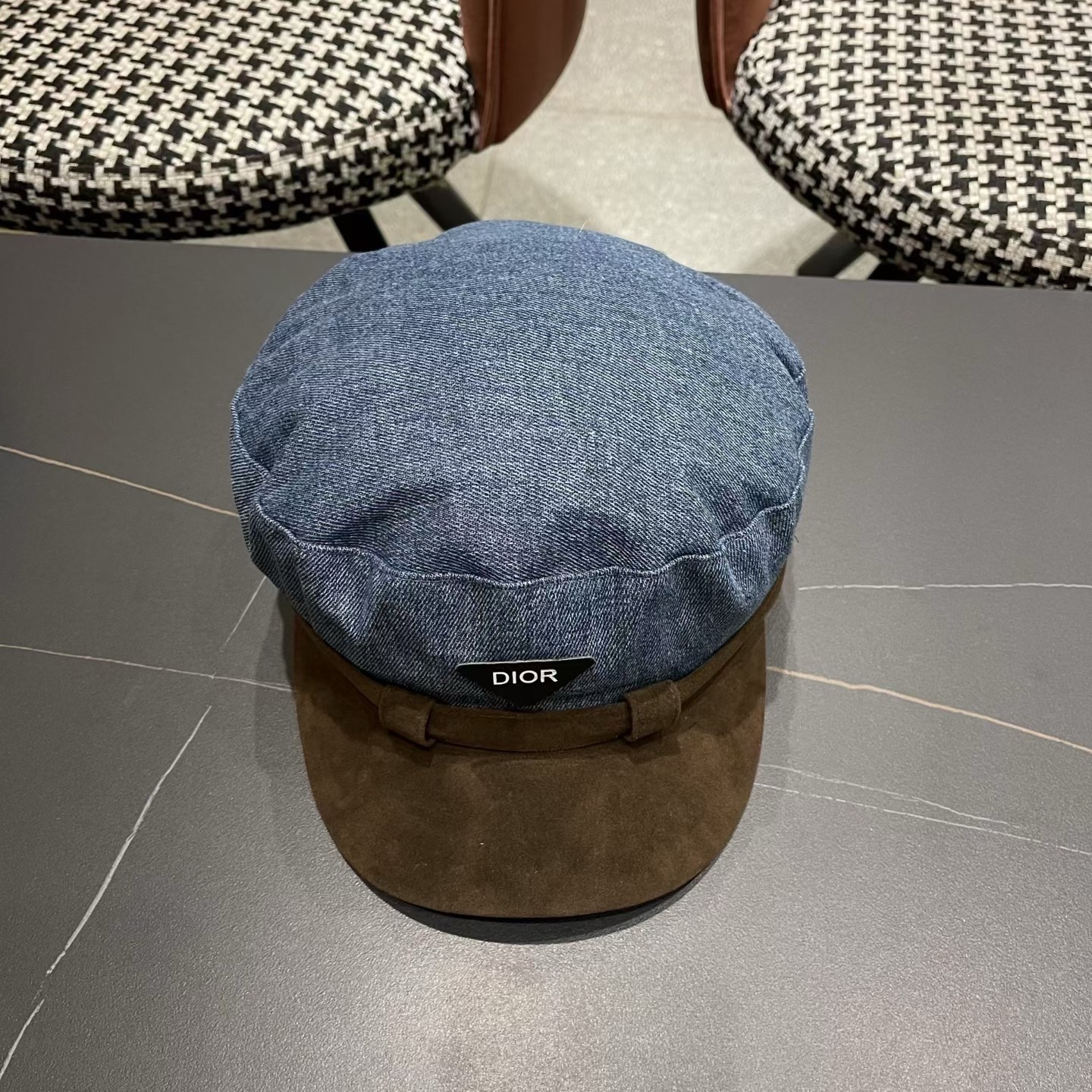 迪奥 Dior新款百搭英伦风海军帽水洗牛仔布复古报童贝雷帽女秋冬八角帽