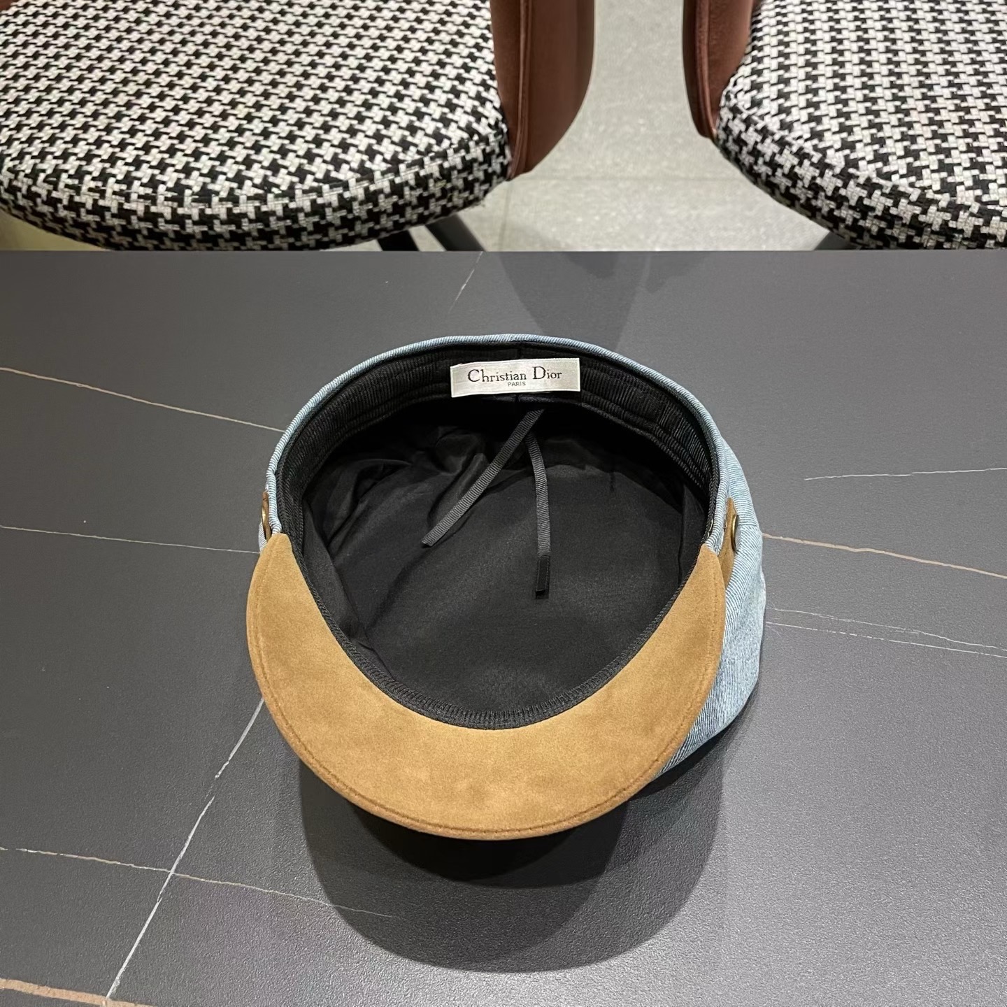 迪奥 Dior新款百搭英伦风海军帽水洗牛仔布复古报童贝雷帽女秋冬八角帽