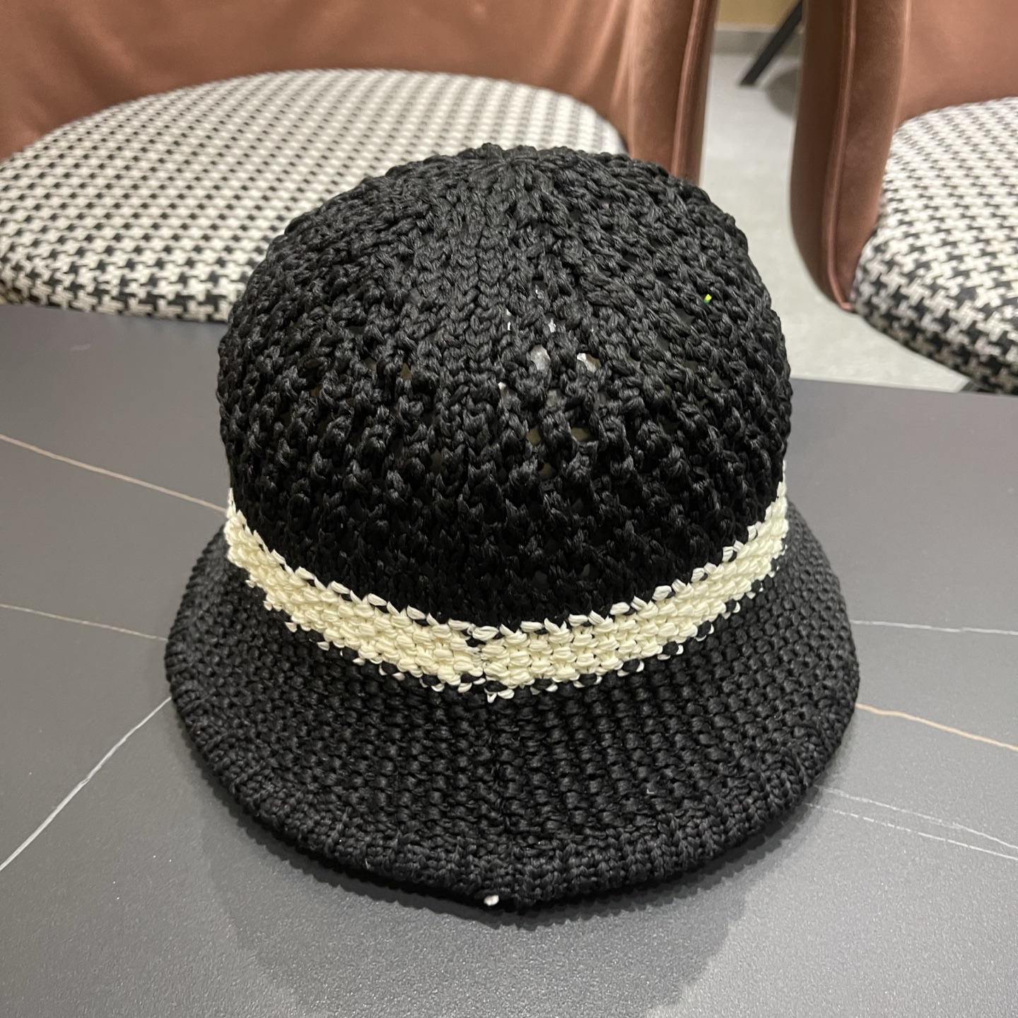 MONCLER（蒙口）缕空透气渔夫帽女夏季新款遮阳防晒显脸小盆帽户外休闲太阳帽