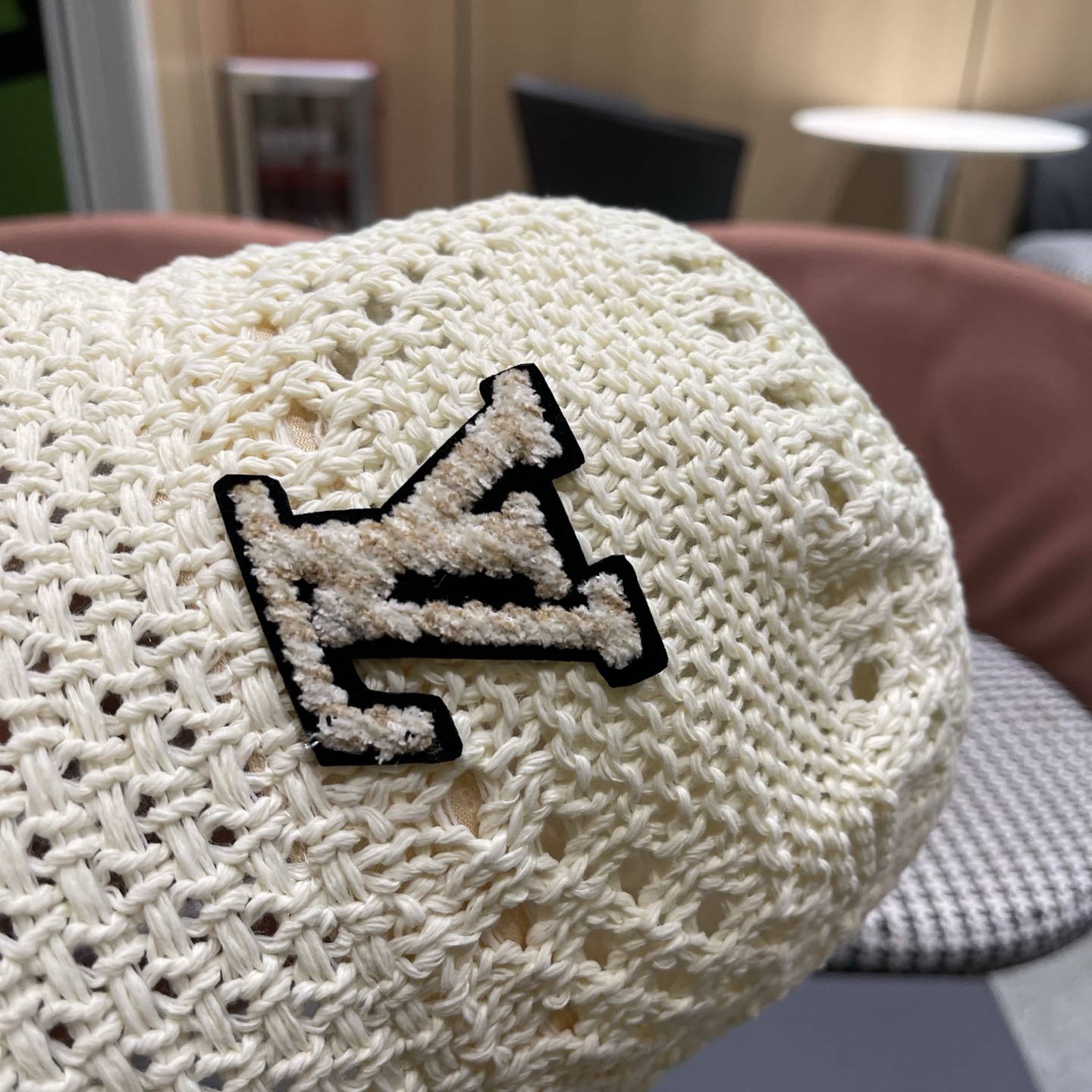 LV路易威登 韩国镂空编织水桶帽渔夫帽女夏季透气针织菱形钩花防晒遮阳盆帽子