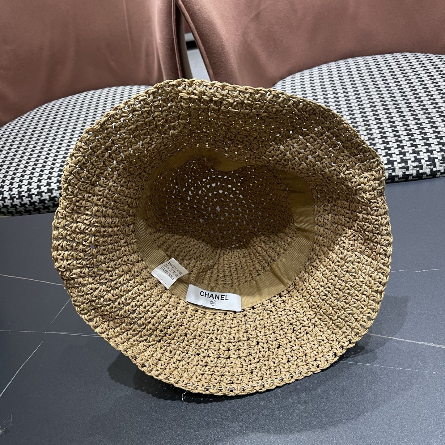 CHANEL香奈儿 夏天手工编织草帽女甜美蝴蝶结出游沙滩防晒帽 显脸小遮阳帽渔夫帽 