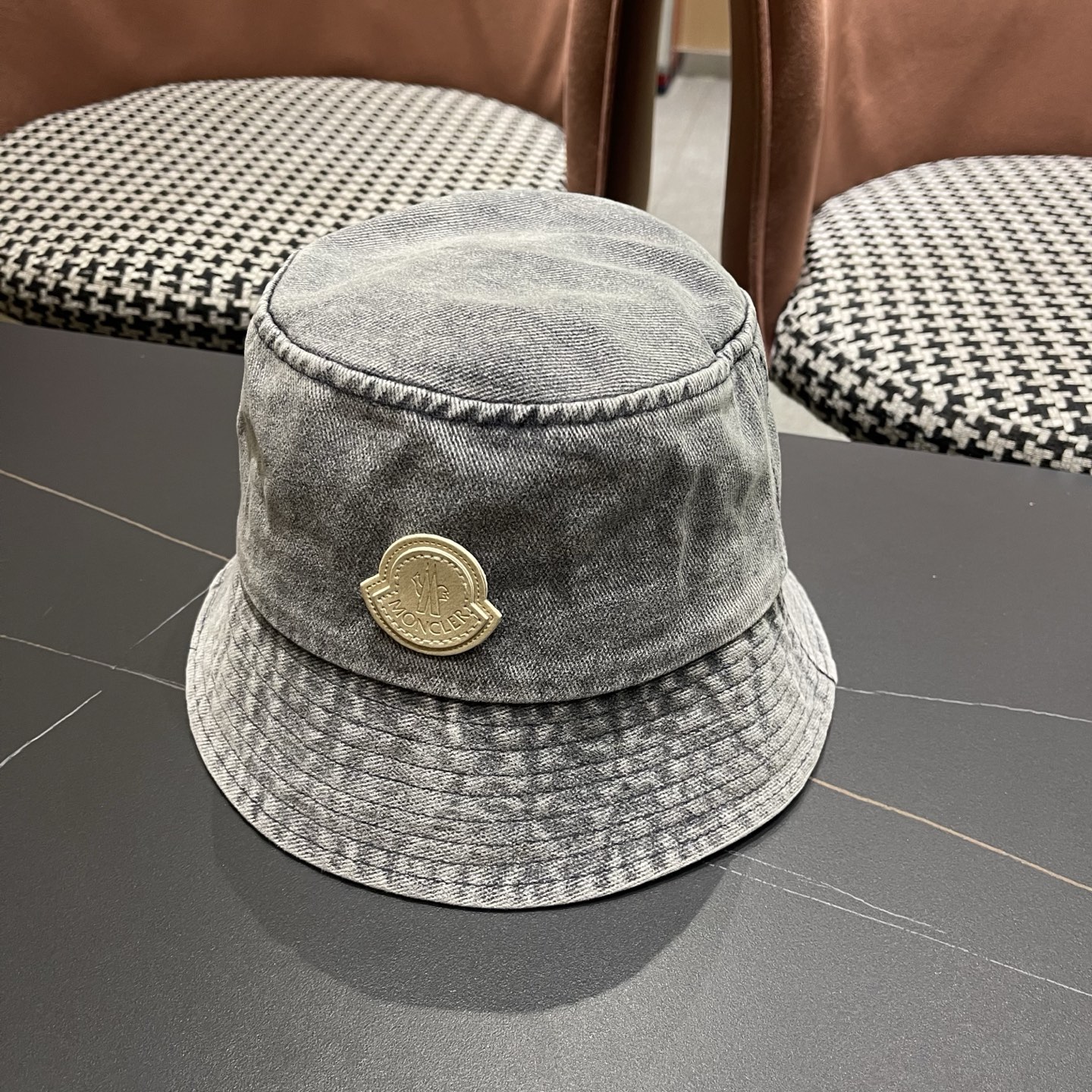 MONCLER（蒙口）港风复古水洗牛仔渔夫帽女百搭遮阳盆帽素颜显脸小男士帽子个性