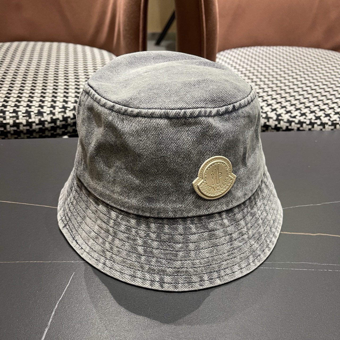 MONCLER（蒙口）港风复古水洗牛仔渔夫帽女百搭遮阳盆帽素颜显脸小男士帽子个性