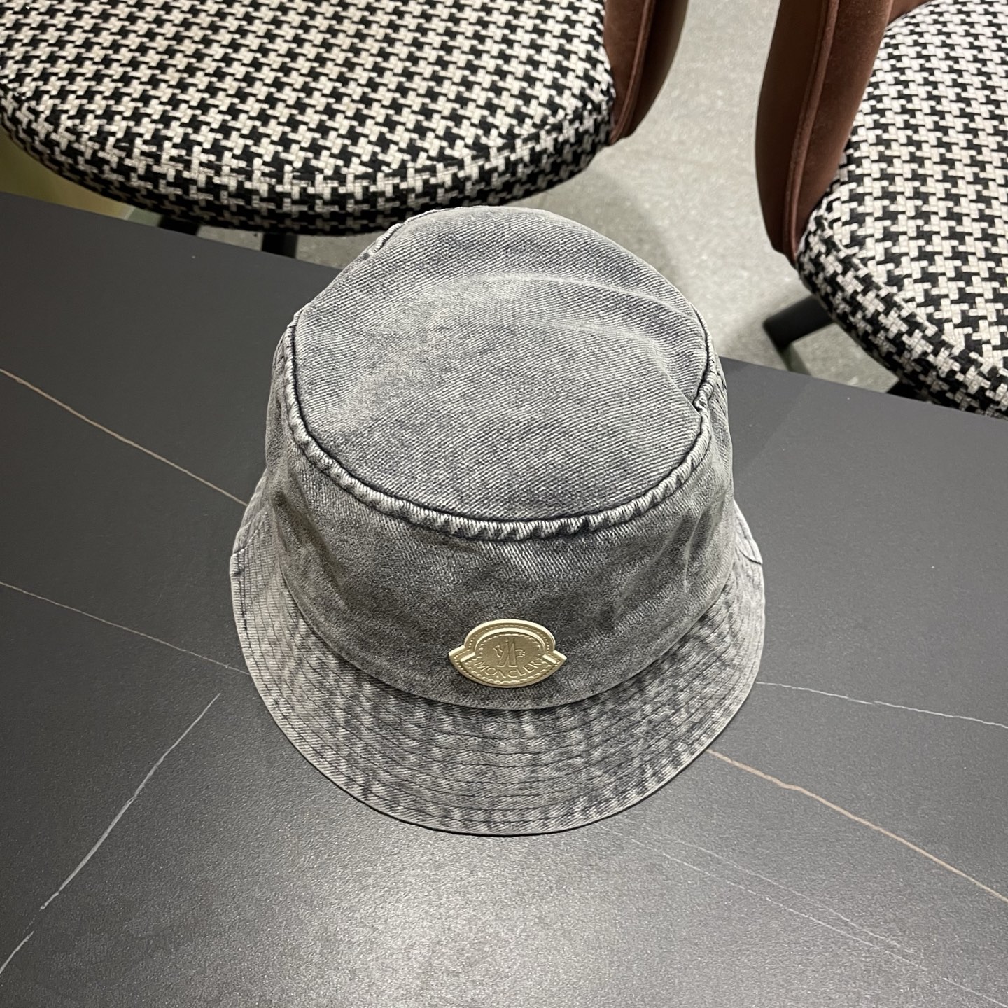 MONCLER（蒙口）港风复古水洗牛仔渔夫帽女百搭遮阳盆帽素颜显脸小男士帽子个性