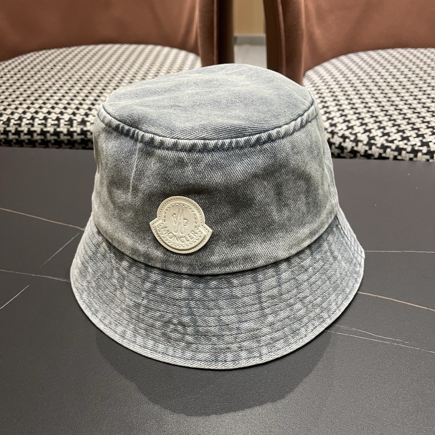 MONCLER（蒙口）港风复古水洗牛仔渔夫帽女百搭遮阳盆帽素颜显脸小男士帽子个性