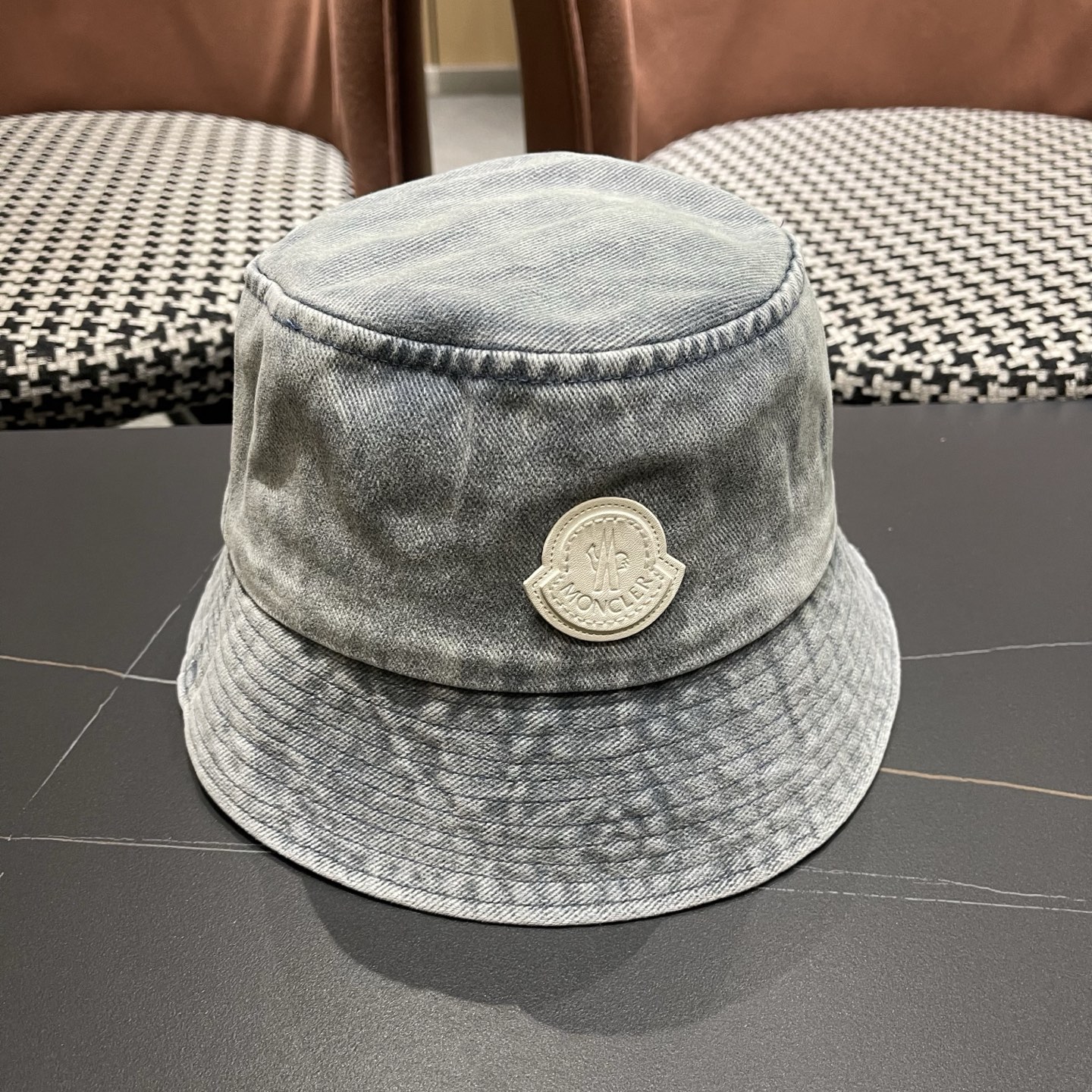 MONCLER（蒙口）港风复古水洗牛仔渔夫帽女百搭遮阳盆帽素颜显脸小男士帽子个性