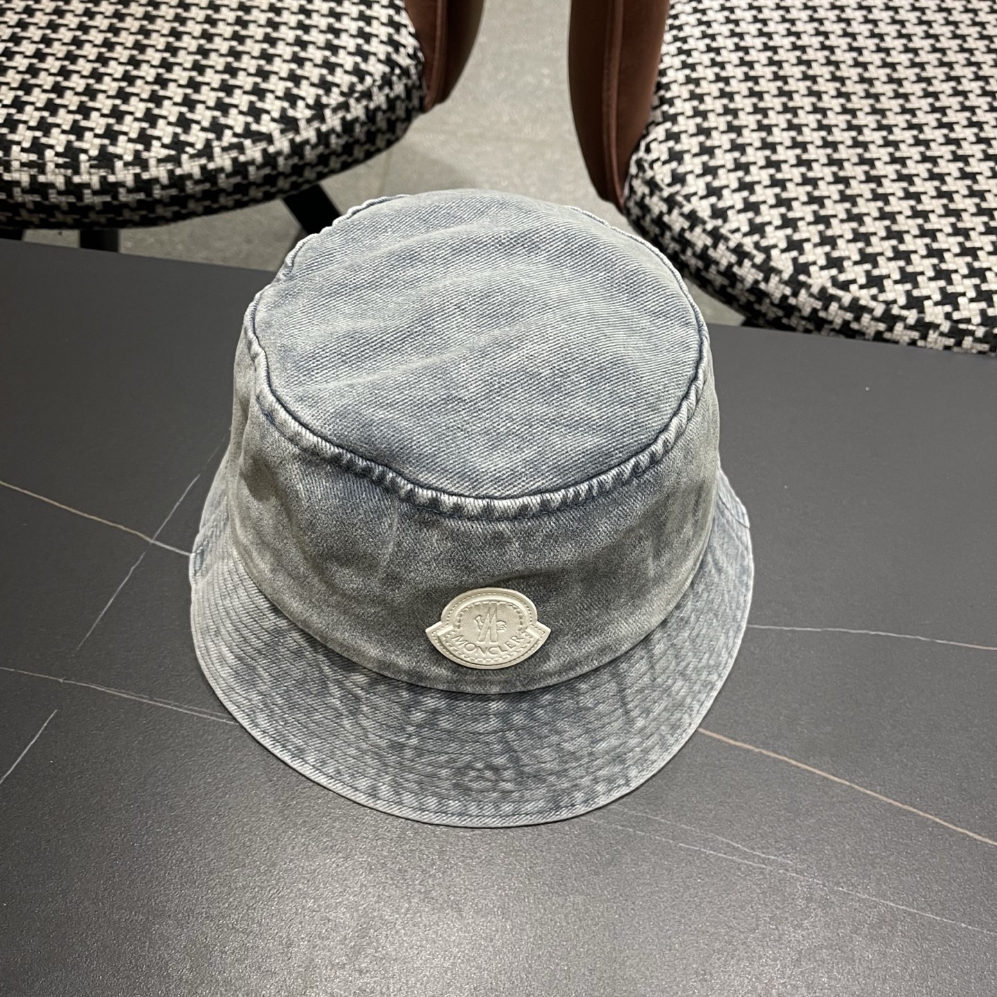 MONCLER（蒙口）港风复古水洗牛仔渔夫帽女百搭遮阳盆帽素颜显脸小男士帽子个性