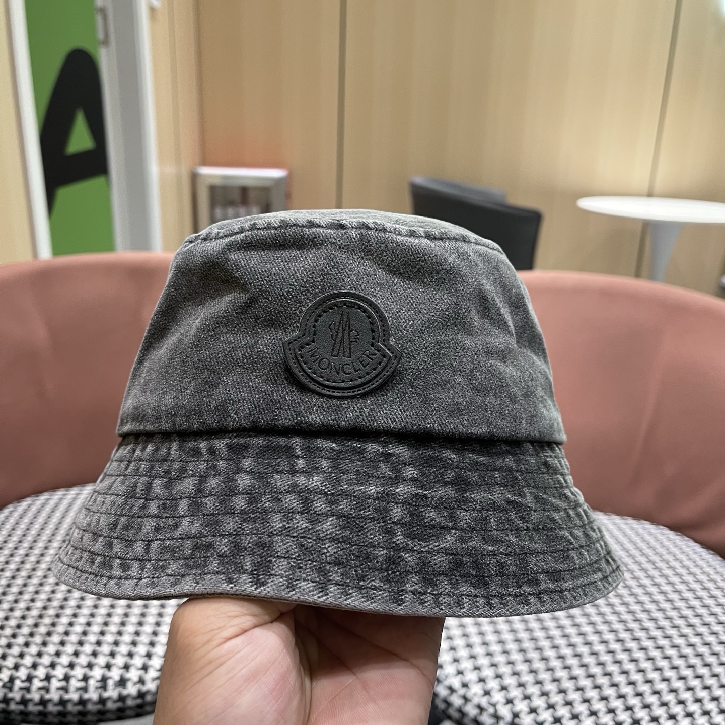 MONCLER（蒙口）港风复古水洗牛仔渔夫帽女百搭遮阳盆帽素颜显脸小男士帽子个性