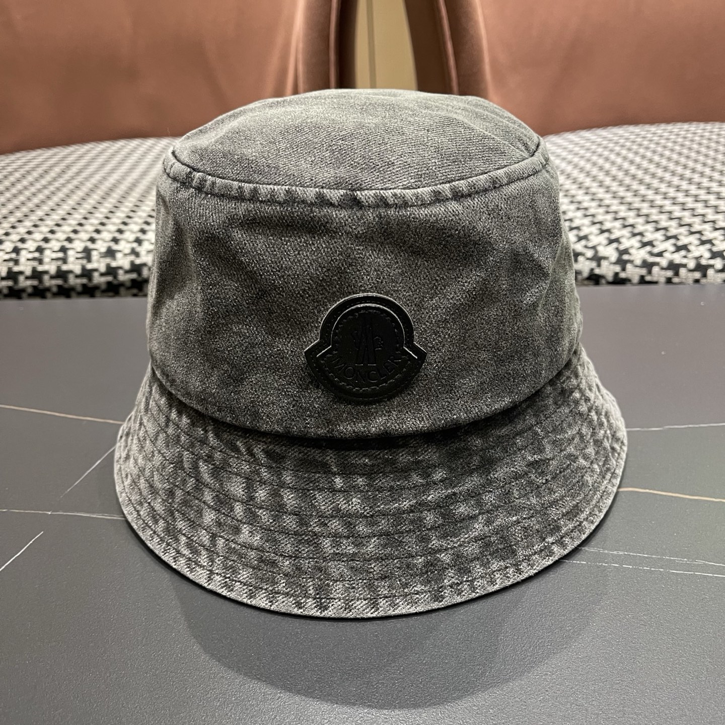 MONCLER（蒙口）港风复古水洗牛仔渔夫帽女百搭遮阳盆帽素颜显脸小男士帽子个性