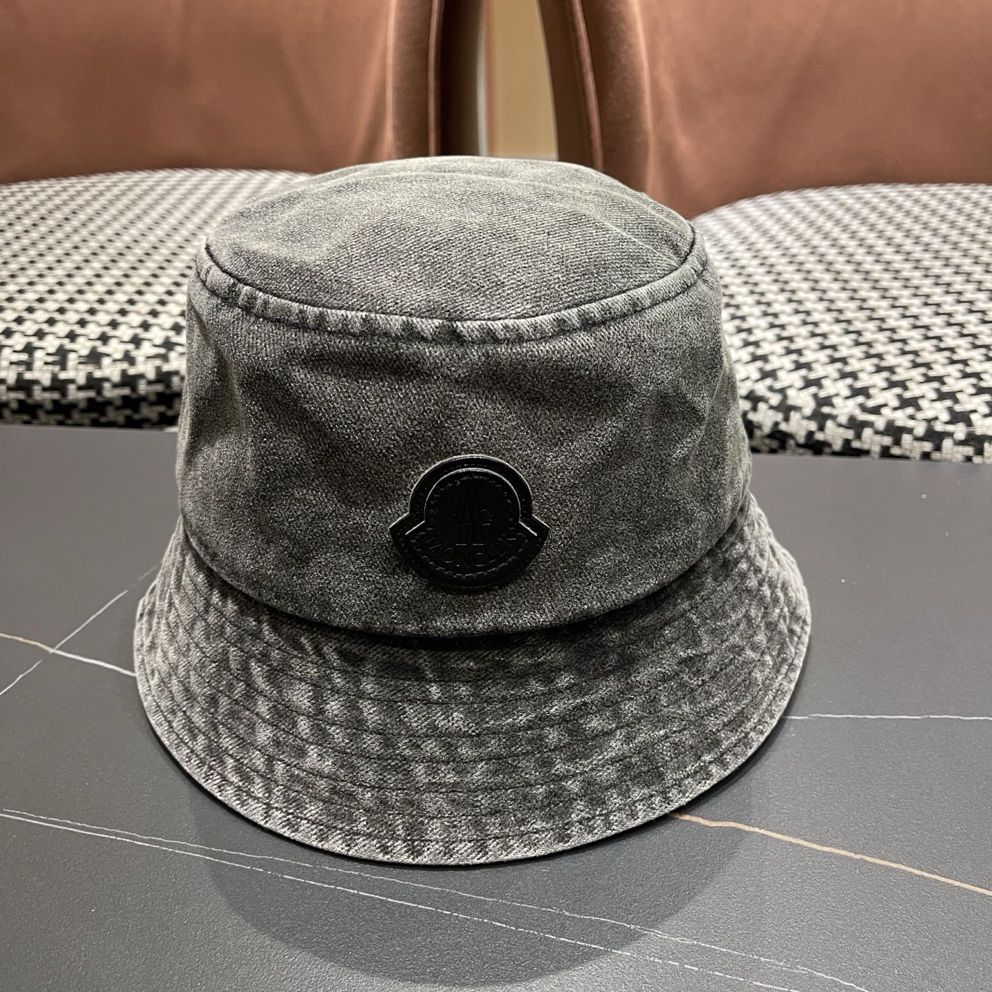 MONCLER（蒙口）港风复古水洗牛仔渔夫帽女百搭遮阳盆帽素颜显脸小男士帽子个性