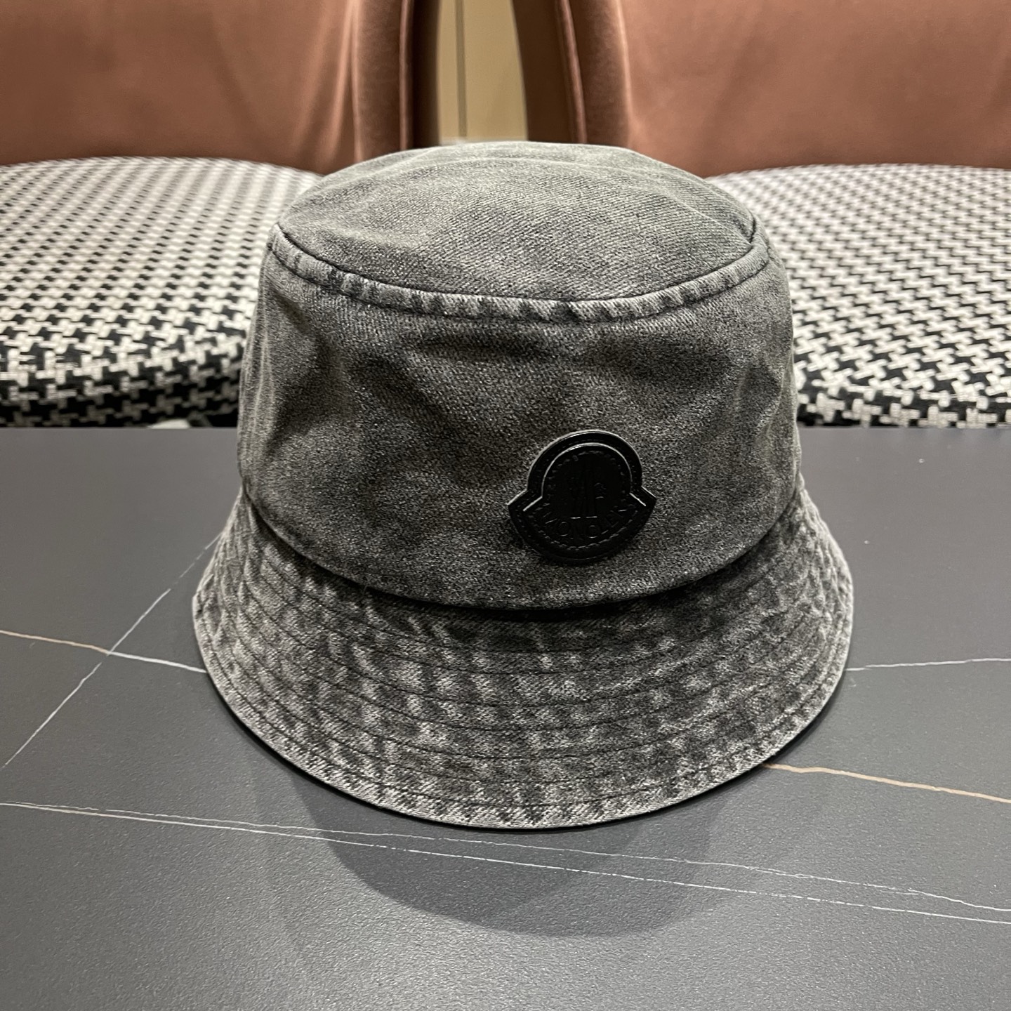 MONCLER（蒙口）港风复古水洗牛仔渔夫帽女百搭遮阳盆帽素颜显脸小男士帽子个性