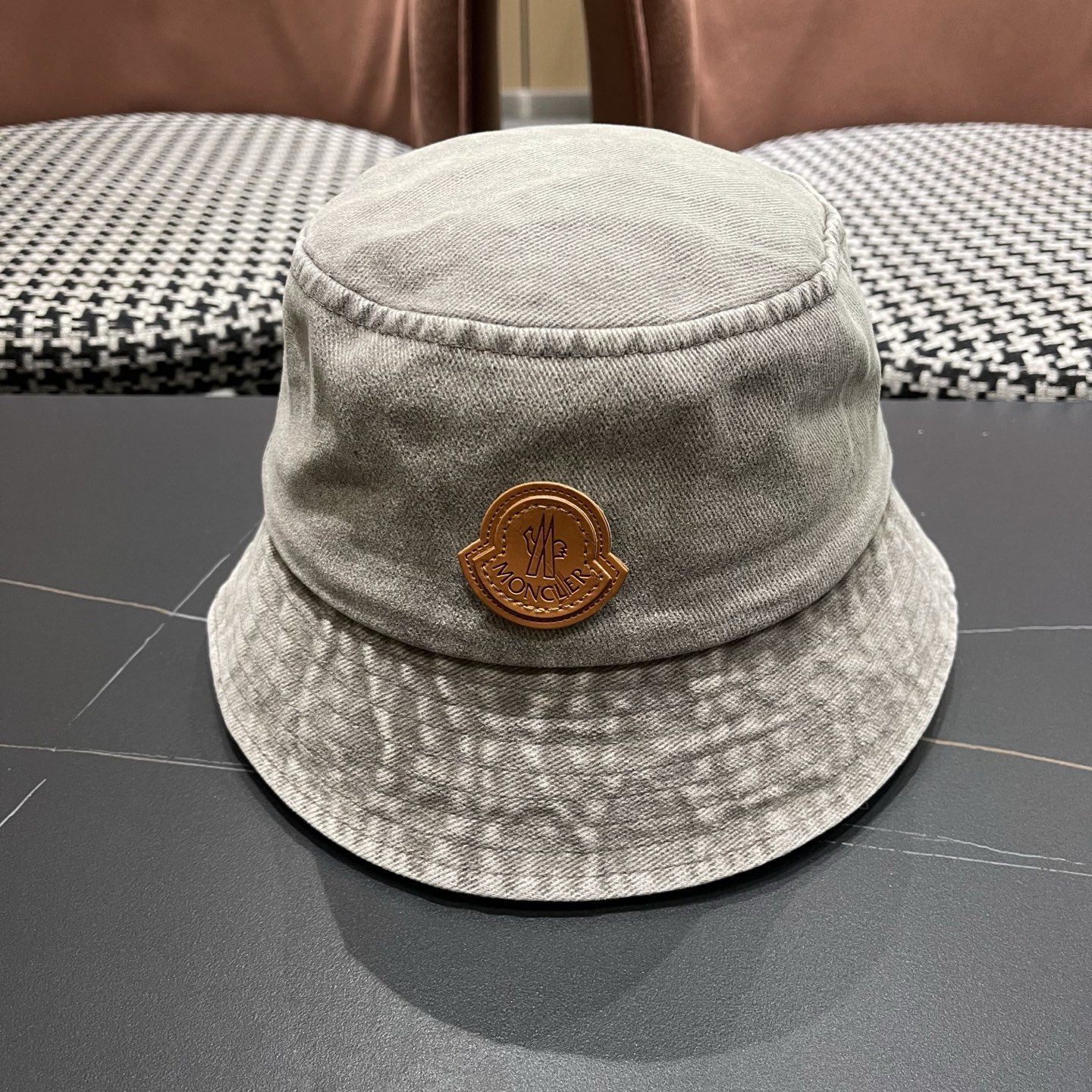 MONCLER（蒙口）港风复古水洗牛仔渔夫帽女百搭遮阳盆帽素颜显脸小男士帽子个性