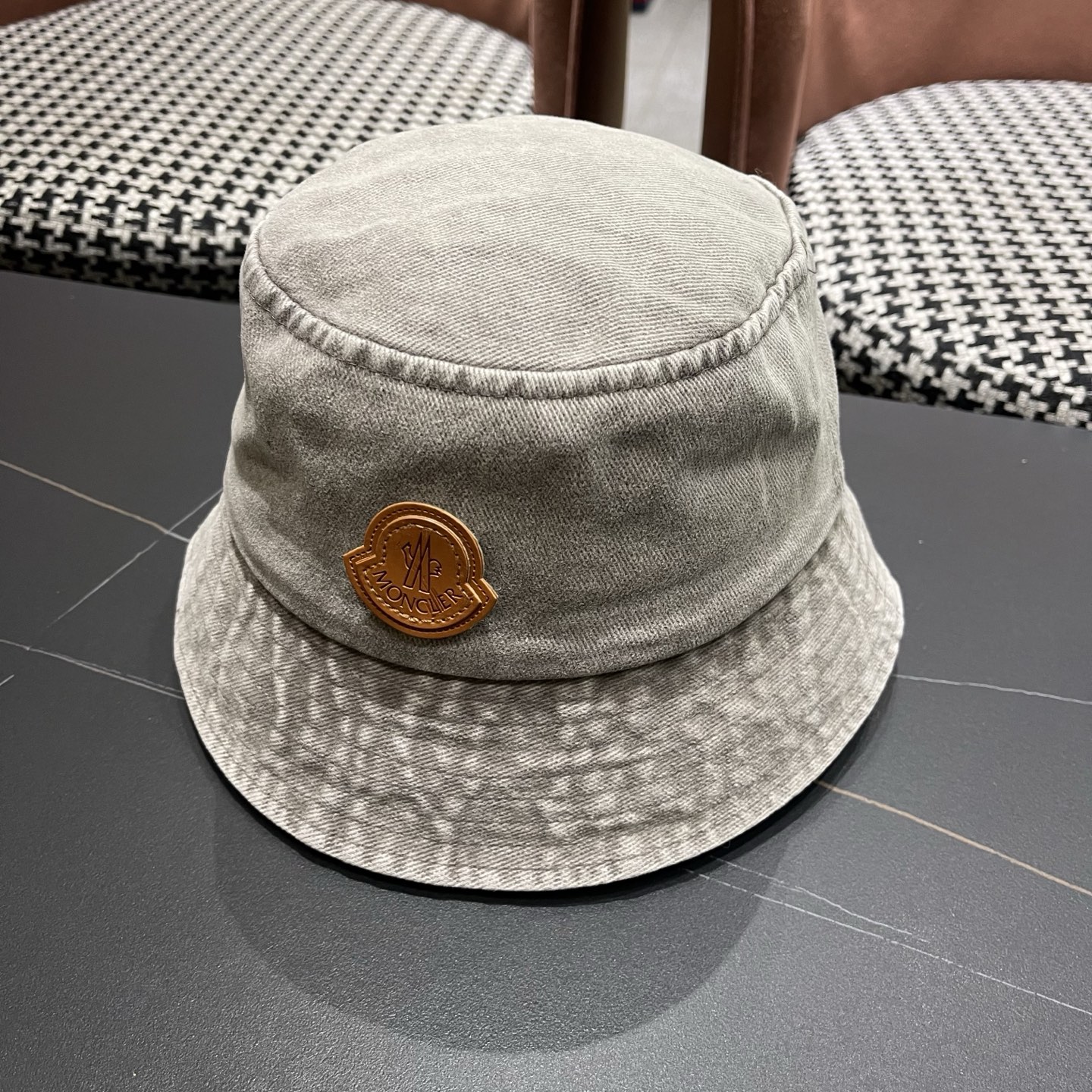 MONCLER（蒙口）港风复古水洗牛仔渔夫帽女百搭遮阳盆帽素颜显脸小男士帽子个性