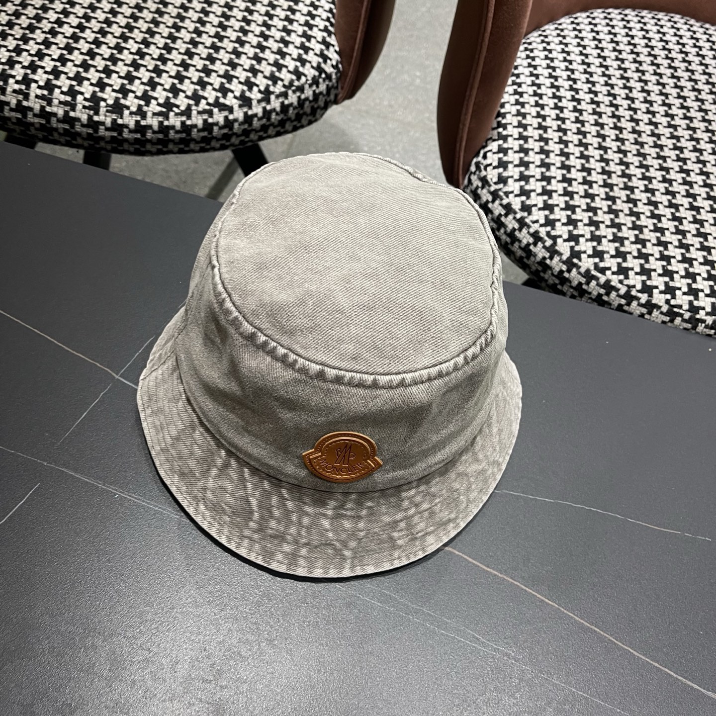 MONCLER（蒙口）港风复古水洗牛仔渔夫帽女百搭遮阳盆帽素颜显脸小男士帽子个性