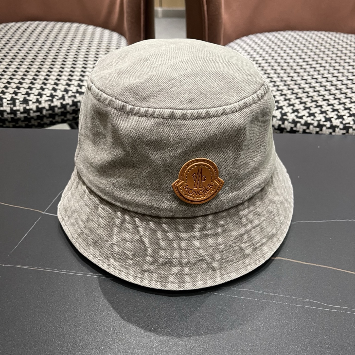 MONCLER（蒙口）港风复古水洗牛仔渔夫帽女百搭遮阳盆帽素颜显脸小男士帽子个性