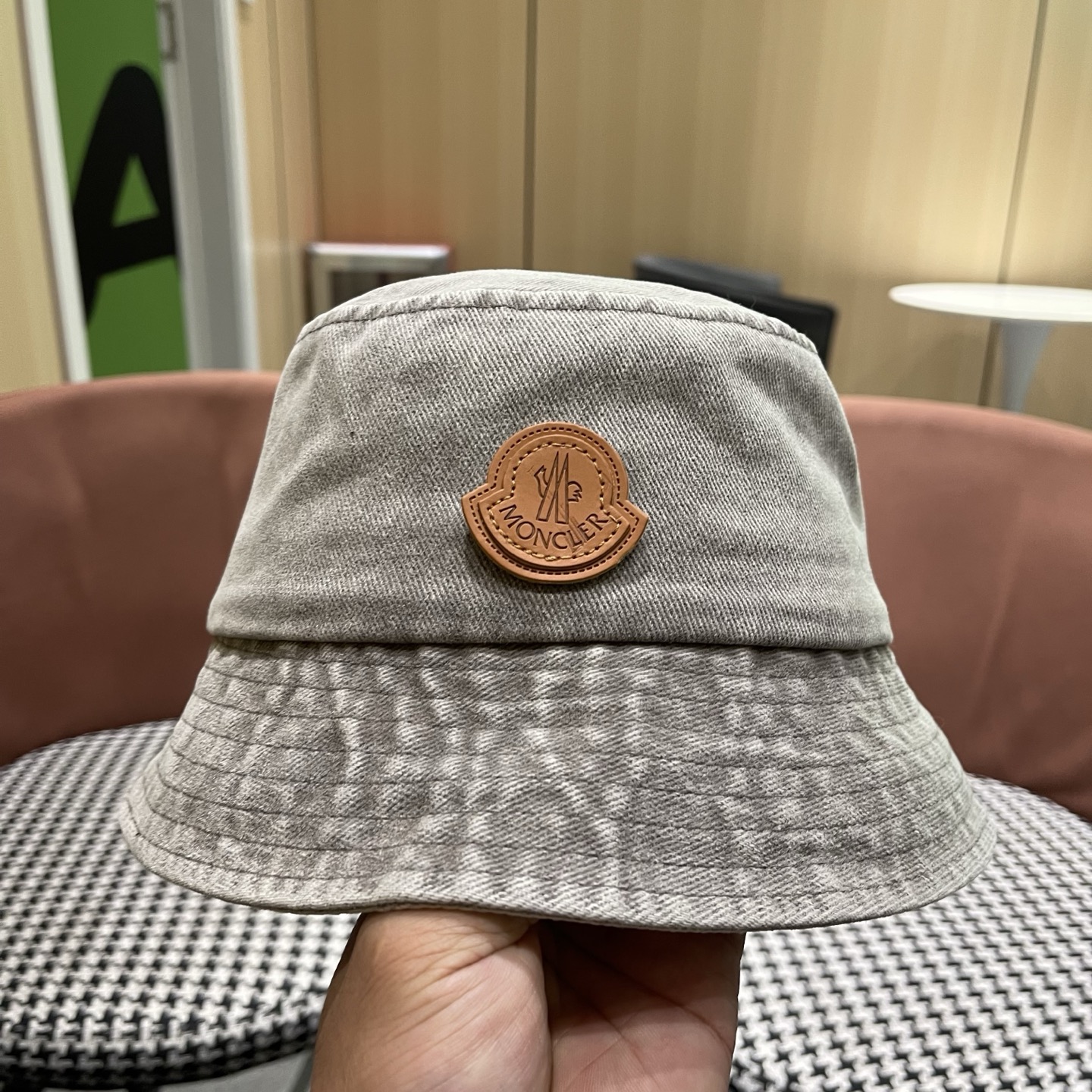 MONCLER（蒙口）港风复古水洗牛仔渔夫帽女百搭遮阳盆帽素颜显脸小男士帽子个性