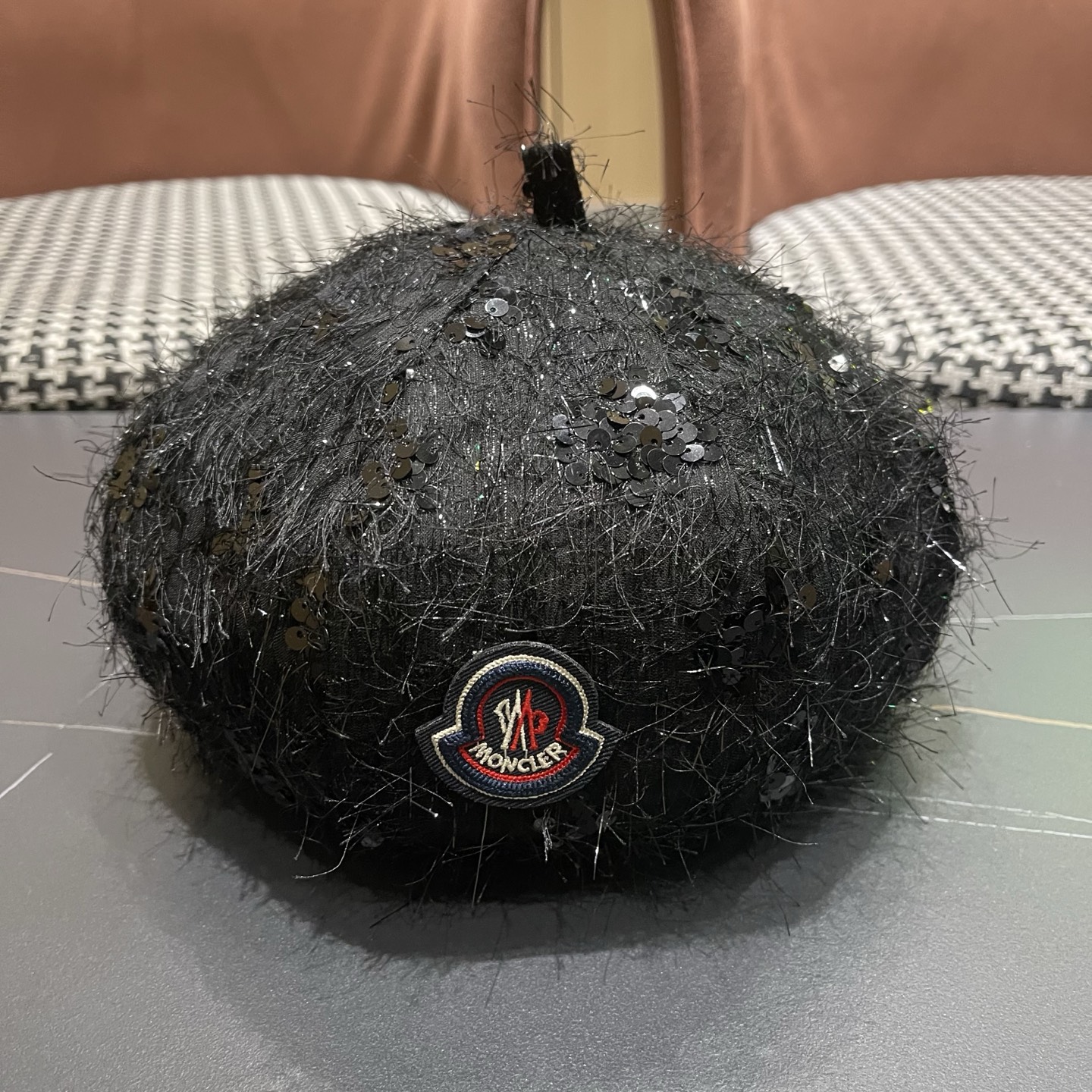 MONCLER（蒙口）韩系小香风亮丝贝雷帽春夏季氛围感显脸小优雅小众英伦风百搭八角帽