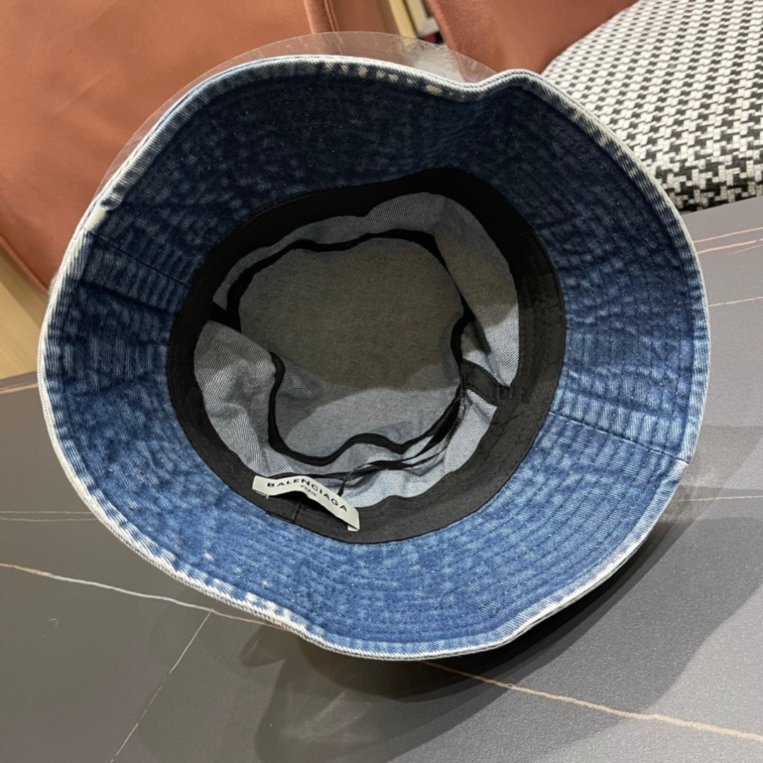 balenciaga巴黎世家牛仔渔夫帽夏季防晒遮阳帽子大头围水桶帽显脸小