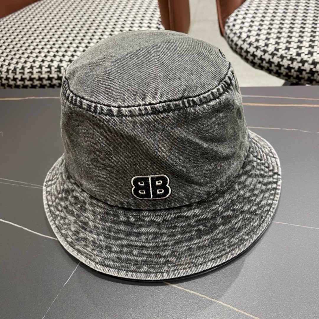 balenciaga巴黎世家牛仔渔夫帽夏季防晒遮阳帽子大头围水桶帽显脸小