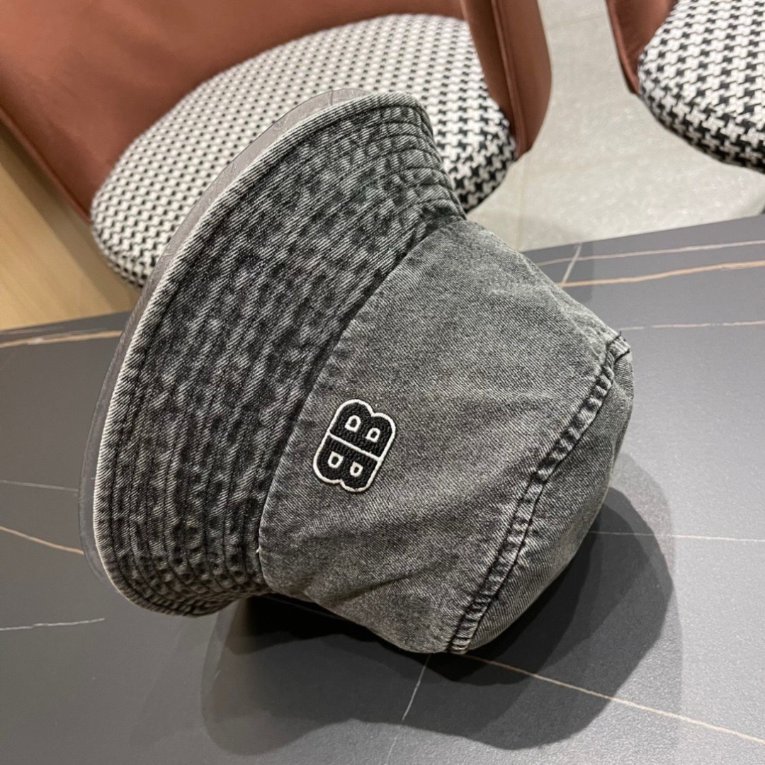 balenciaga巴黎世家牛仔渔夫帽夏季防晒遮阳帽子大头围水桶帽显脸小