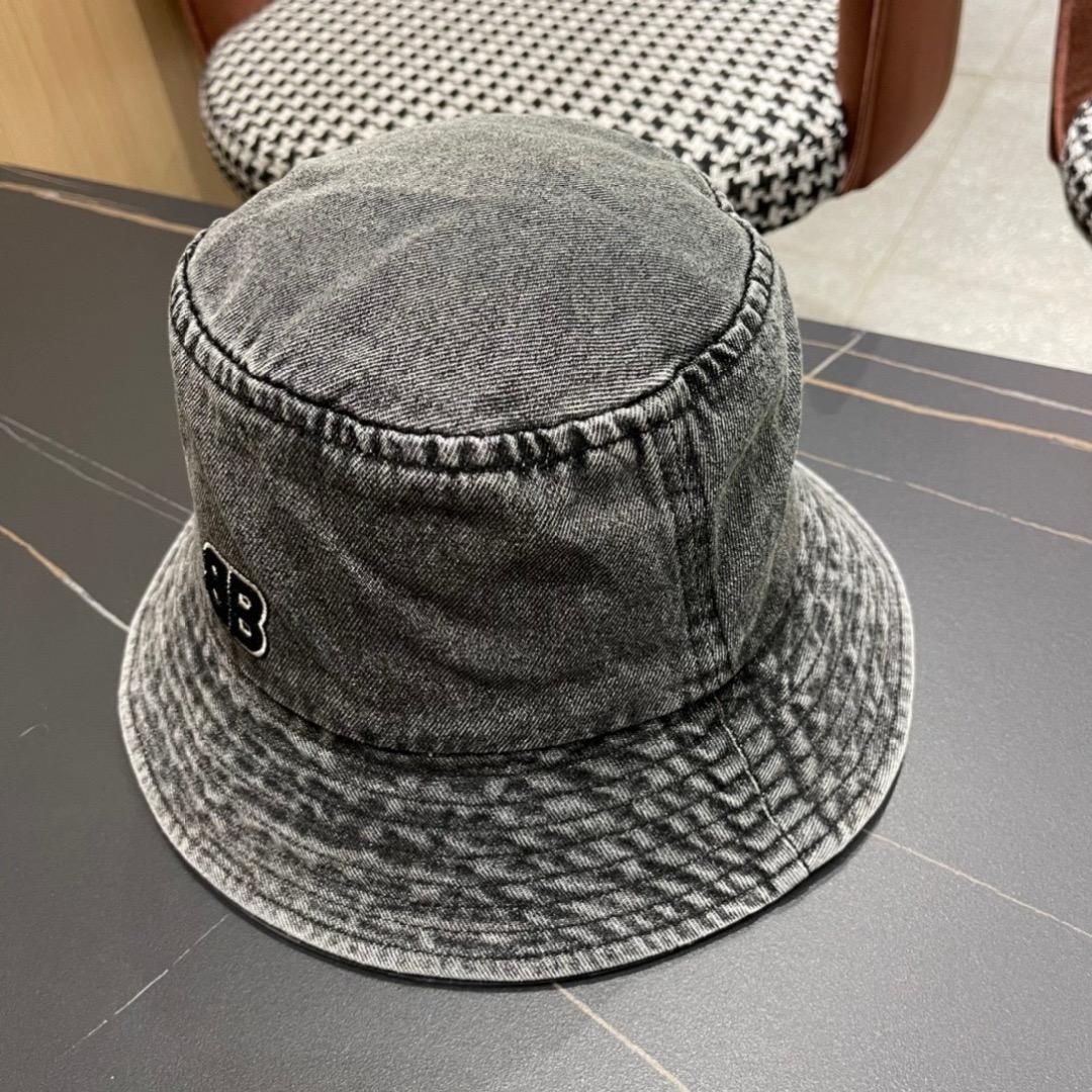 balenciaga巴黎世家牛仔渔夫帽夏季防晒遮阳帽子大头围水桶帽显脸小