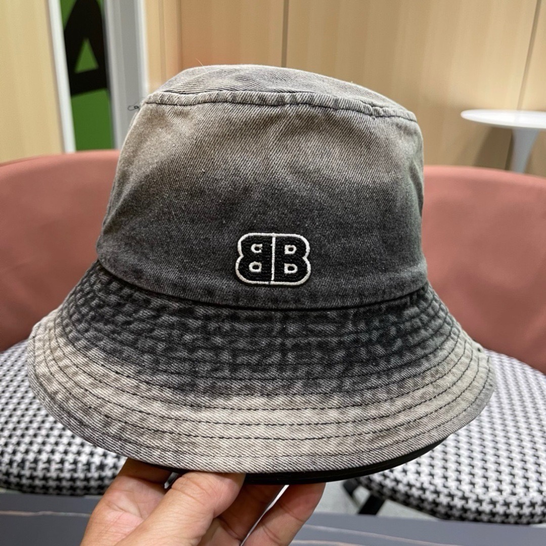 balenciaga巴黎世家牛仔渔夫帽夏季防晒遮阳帽子大头围水桶帽显脸小