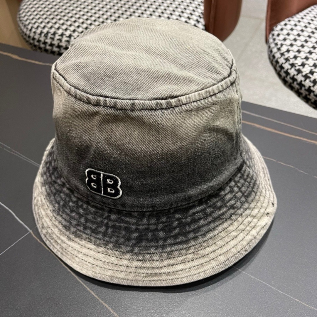 balenciaga巴黎世家牛仔渔夫帽夏季防晒遮阳帽子大头围水桶帽显脸小