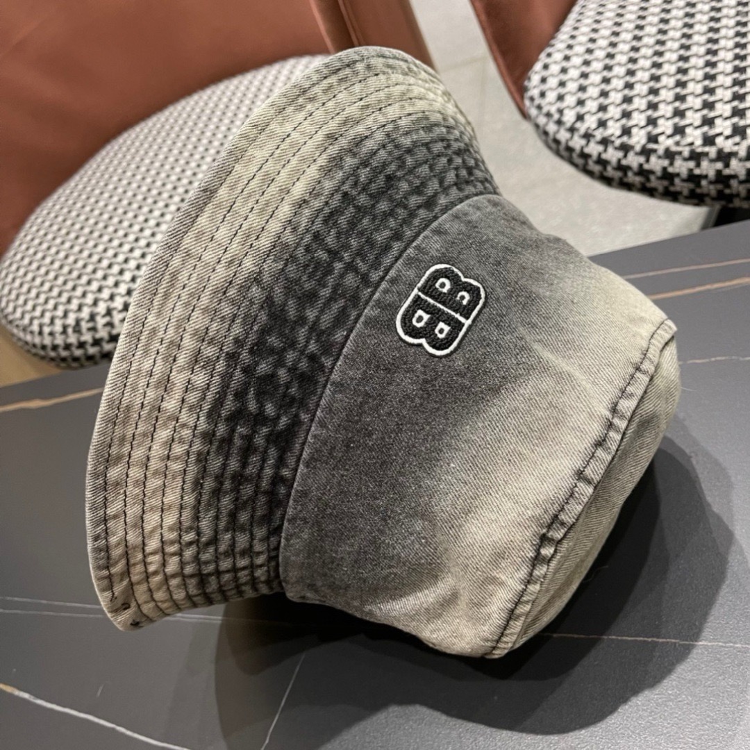 balenciaga巴黎世家牛仔渔夫帽夏季防晒遮阳帽子大头围水桶帽显脸小