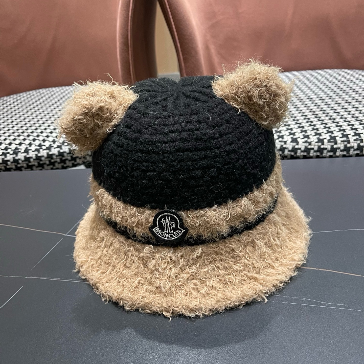 MONCLER（蒙口） 冬季渔夫帽女ins韩版保暖冷帽可爱羊羔毛泰迪绒百搭显脸小盆帽潮