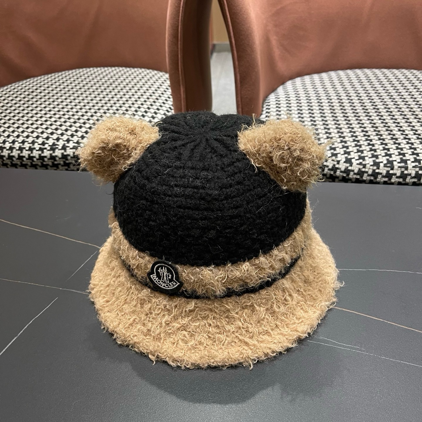 MONCLER（蒙口） 冬季渔夫帽女ins韩版保暖冷帽可爱羊羔毛泰迪绒百搭显脸小盆帽潮