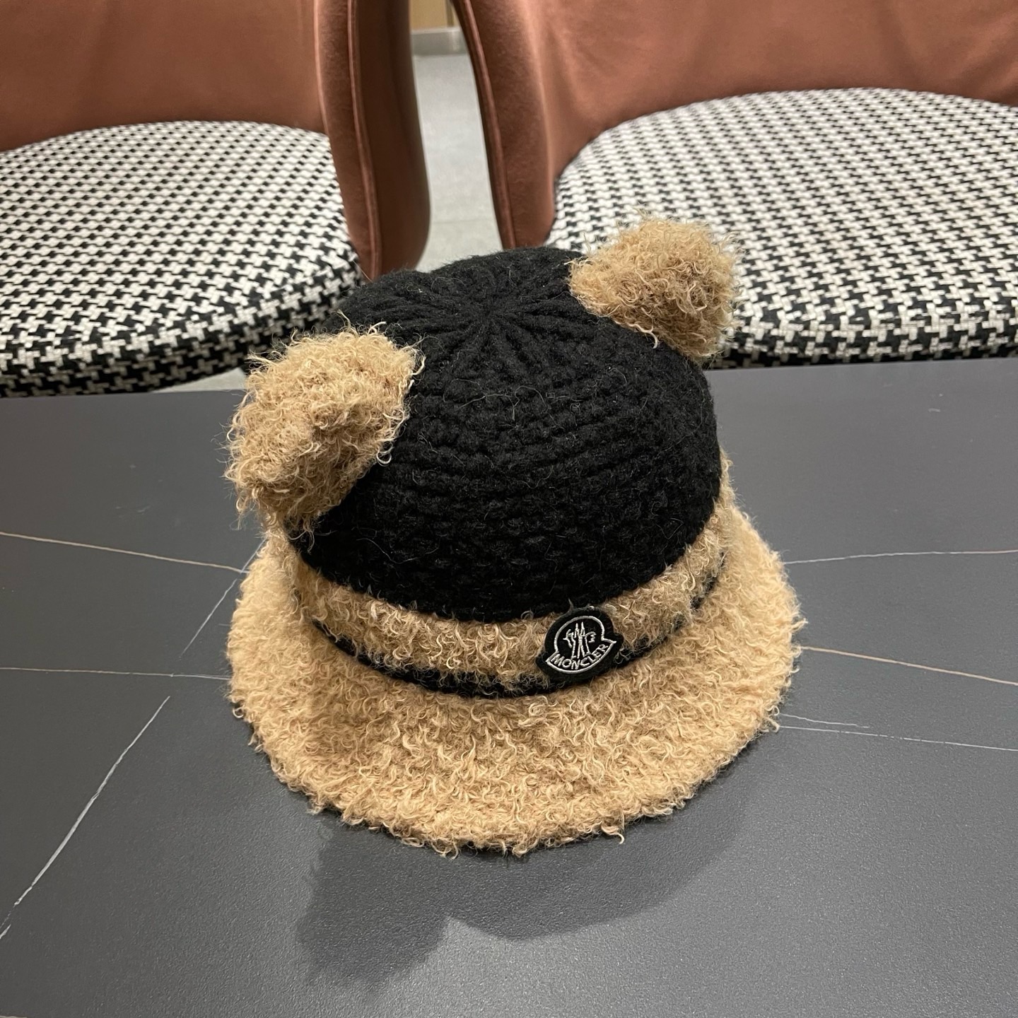 MONCLER（蒙口） 冬季渔夫帽女ins韩版保暖冷帽可爱羊羔毛泰迪绒百搭显脸小盆帽潮