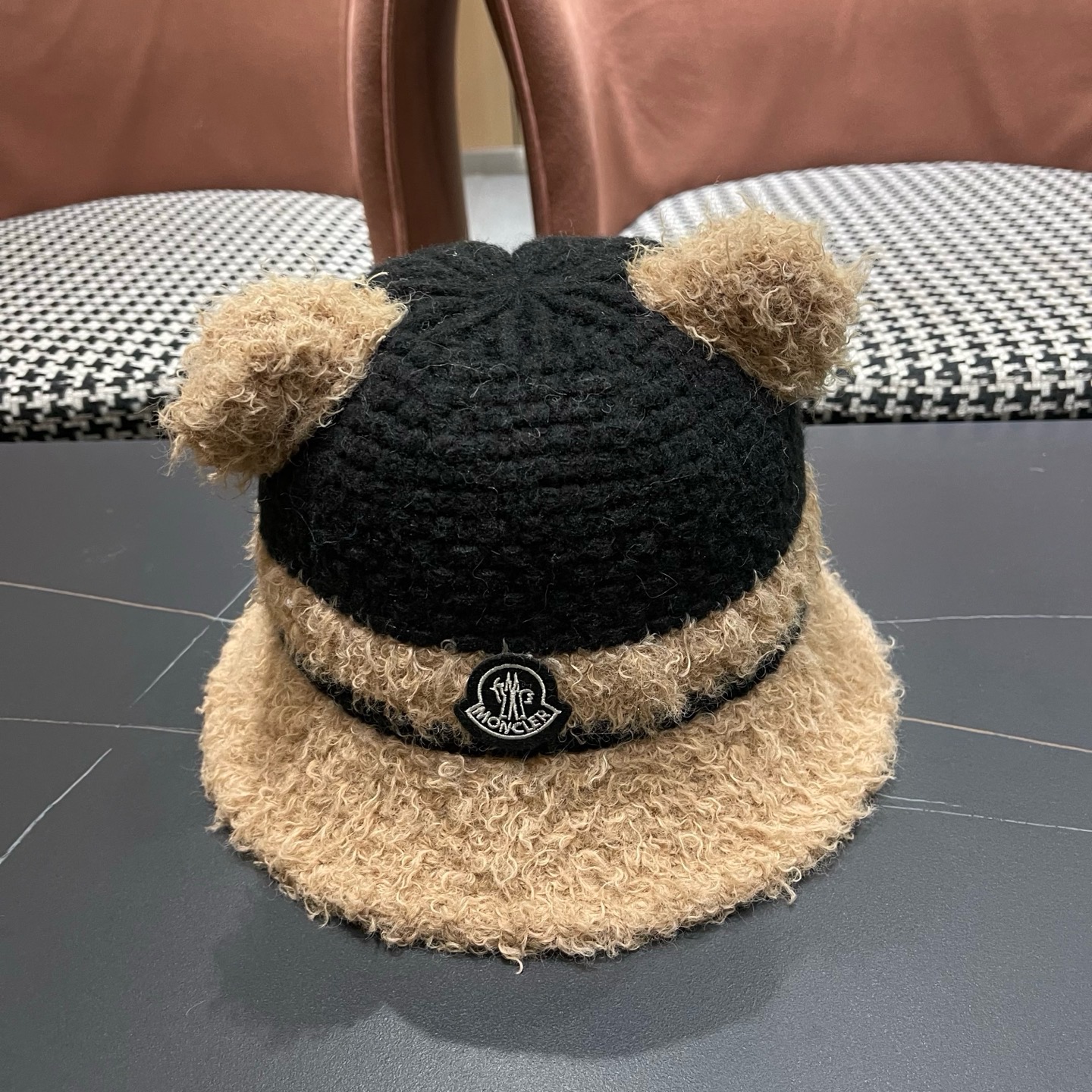 MONCLER（蒙口） 冬季渔夫帽女ins韩版保暖冷帽可爱羊羔毛泰迪绒百搭显脸小盆帽潮